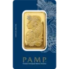 PAMP Suisse 100 g guldtacka 24K baksida med Lady Fortuna motiv.