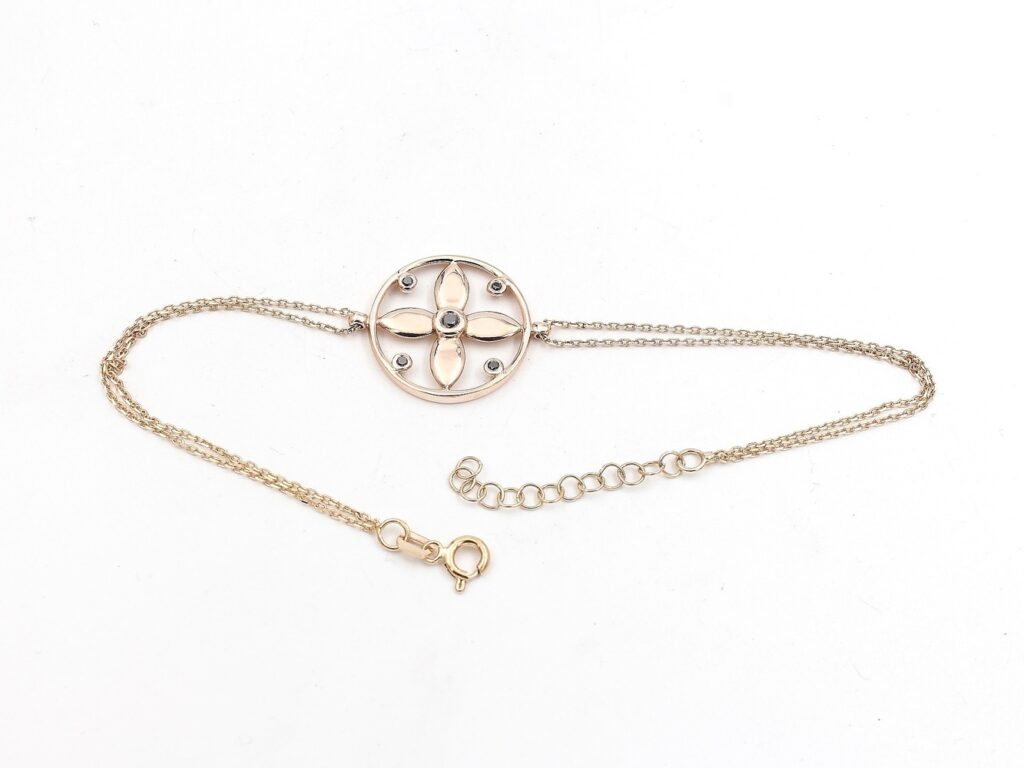 Armband i 18k guld med svarta stenar