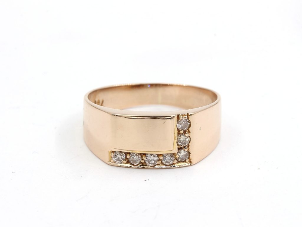 Klackring med diamanter i 18k guld- ca 0,21 ct