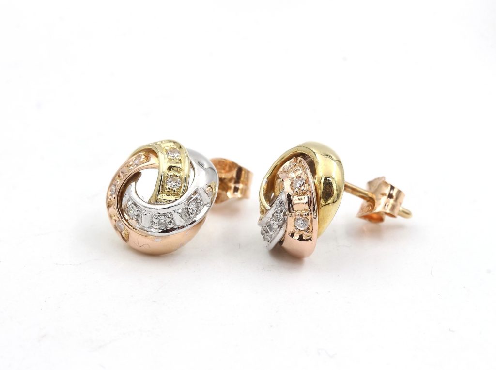 Örhängen i 18k guld, rose och vitguld med diamanter