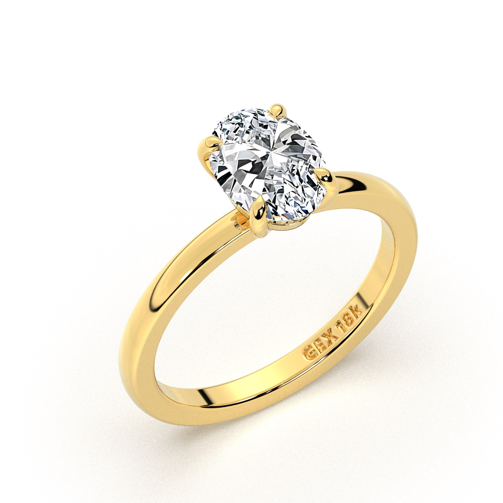 Ring med oval diamant i 18k svenskt rött guld