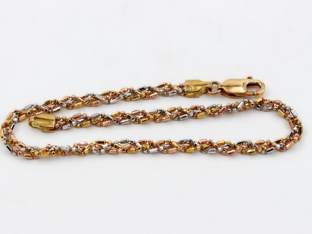 Armband i 18k guld - trefärgat - ihålig