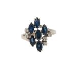 Diamantring i 18k guld vitguld 0,15 ct med mörkblå safir