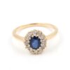 Diamantring med safirer i 18k guld 0,12ct. vikt: 3 g