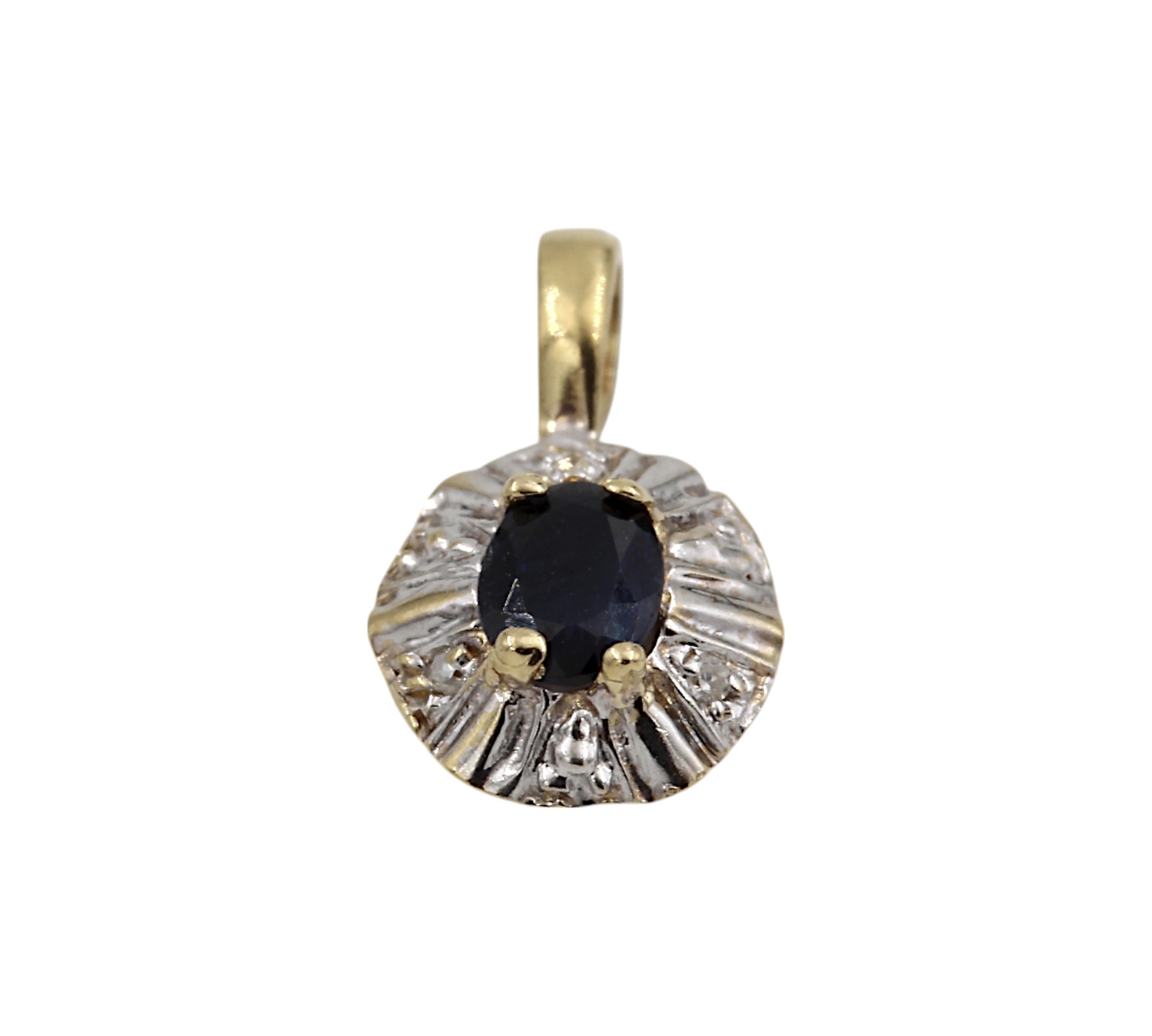 Hänge i 18 Karat guld med en safir och små diamanter