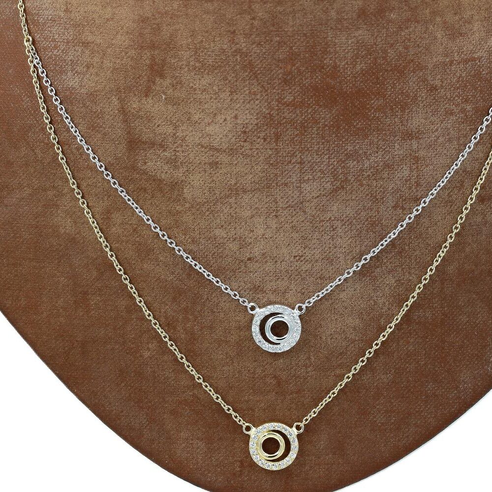 Halsband i 18k guld tvåfärgat med zirkoner