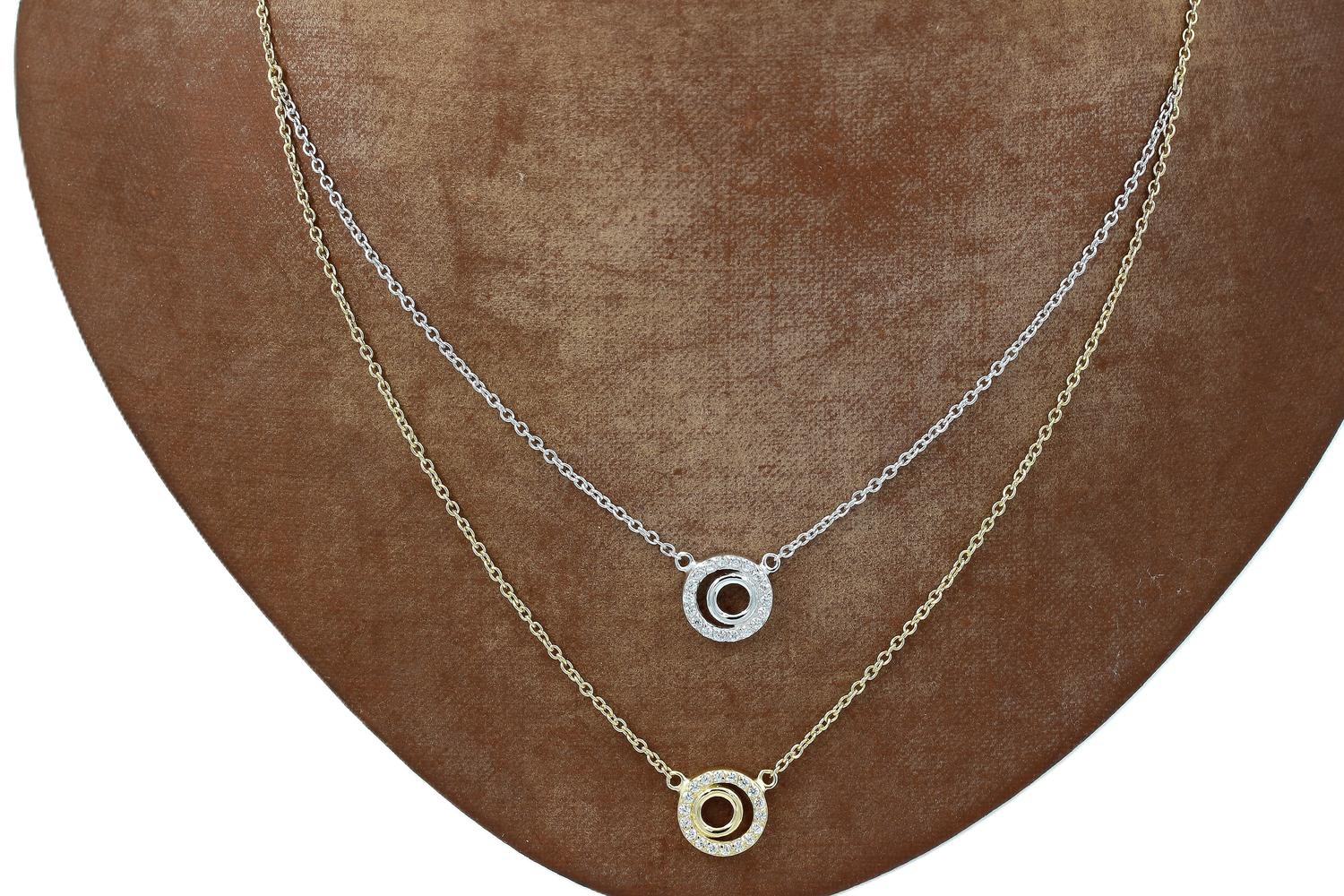 Halsband i 18k guld tvåfärgat med zirkoner