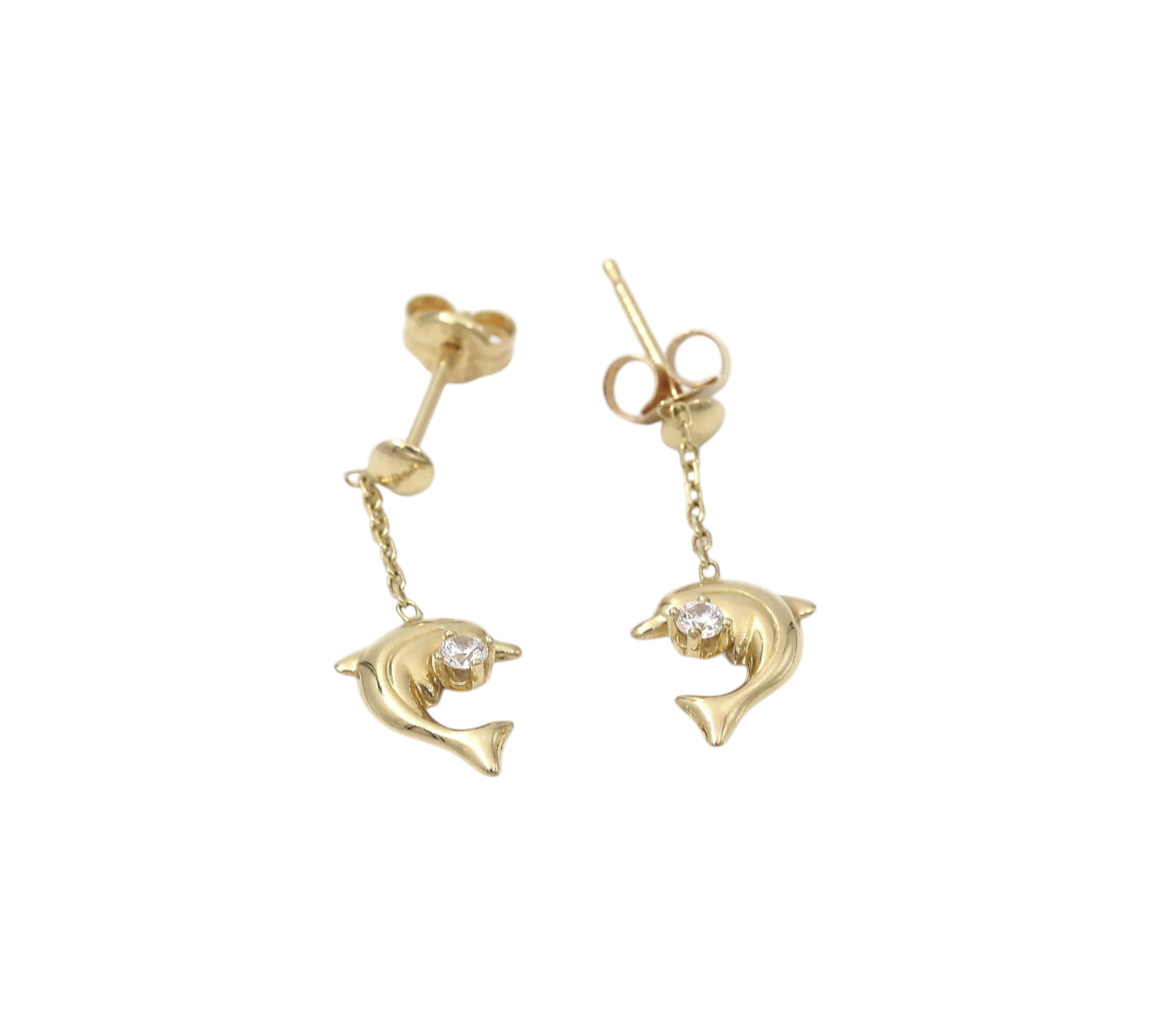 örhängen i 18k guld med zirkonia stenar