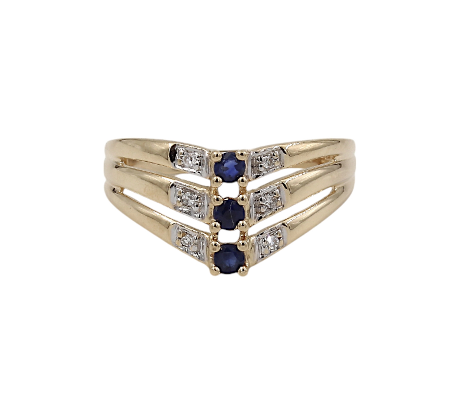 Ring i 18k guld med 6 st diamanter och 3 st safirer