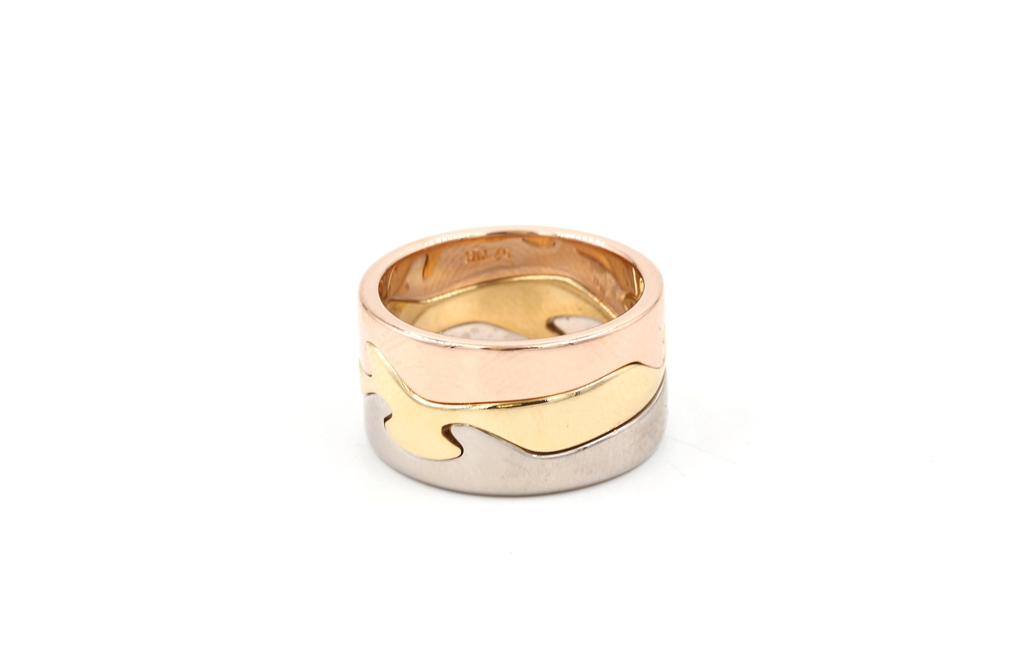Georg Jensen fusion ring 3 delad i 18k guld,rose och vitguld. vikt:18,35g