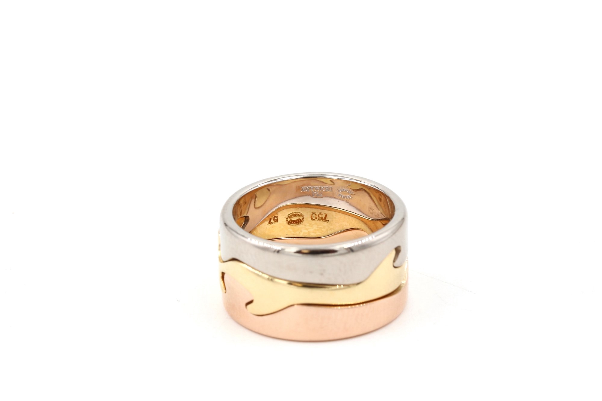 Georg Jensen fusion ring 3 delad i 18k guld,rose och vitguld. vikt:18,35g