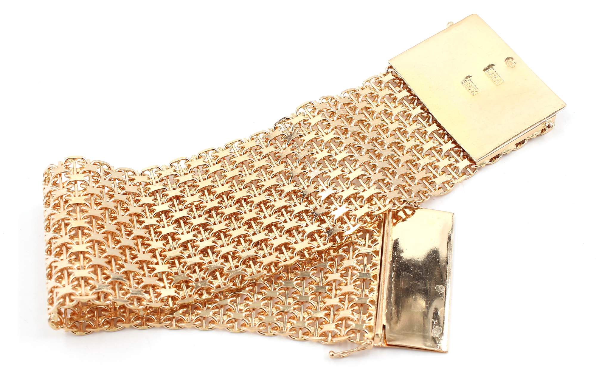 X-länk armband med stavar i 18k guld 11X. vikt: 87,5g