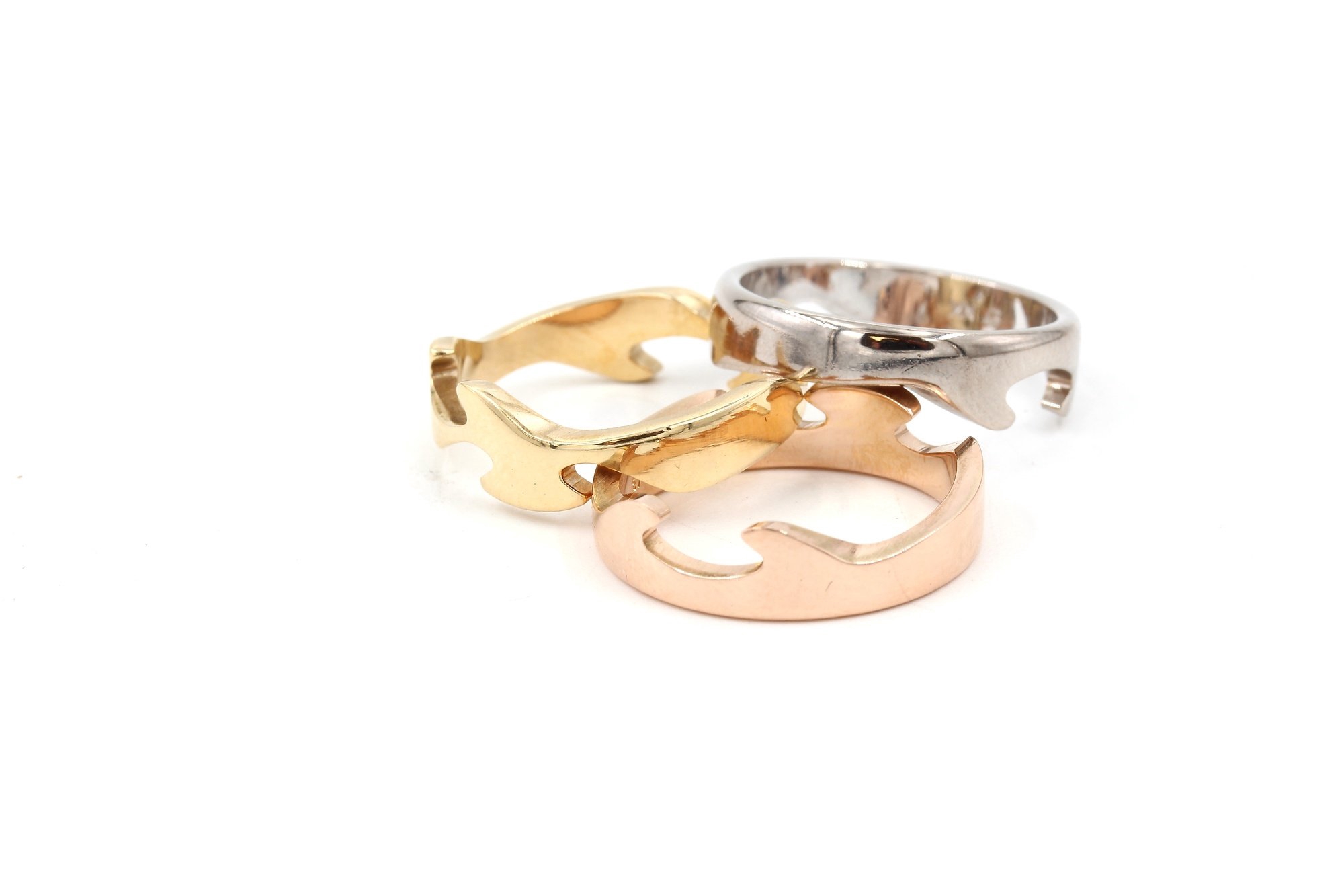 Georg Jensen fusion ring 3 delad i 18k guld,rose och vitguld. vikt:18,35g