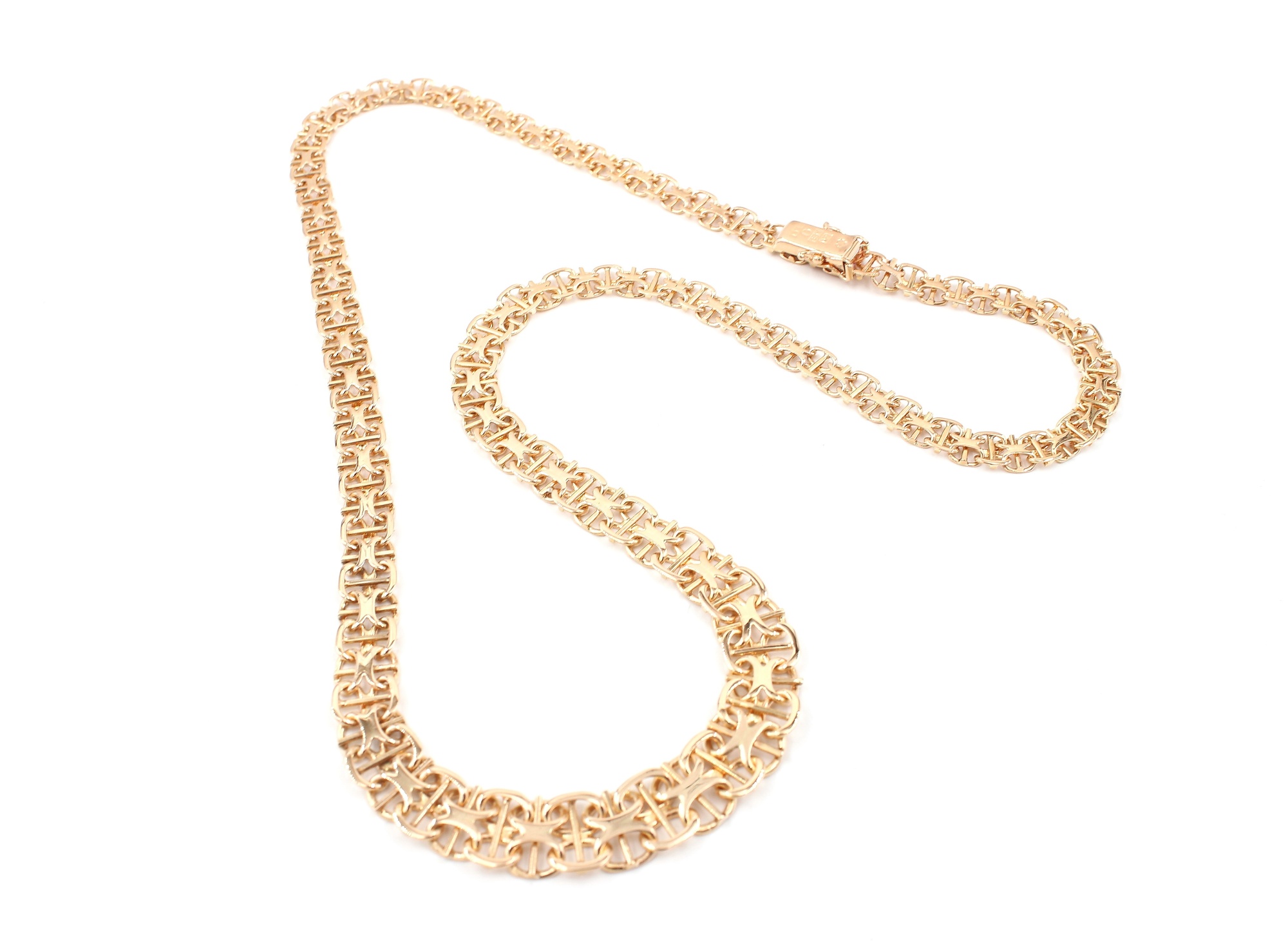 X-länk Halsband med stavar i 18k guld . vikt: 28,22 g