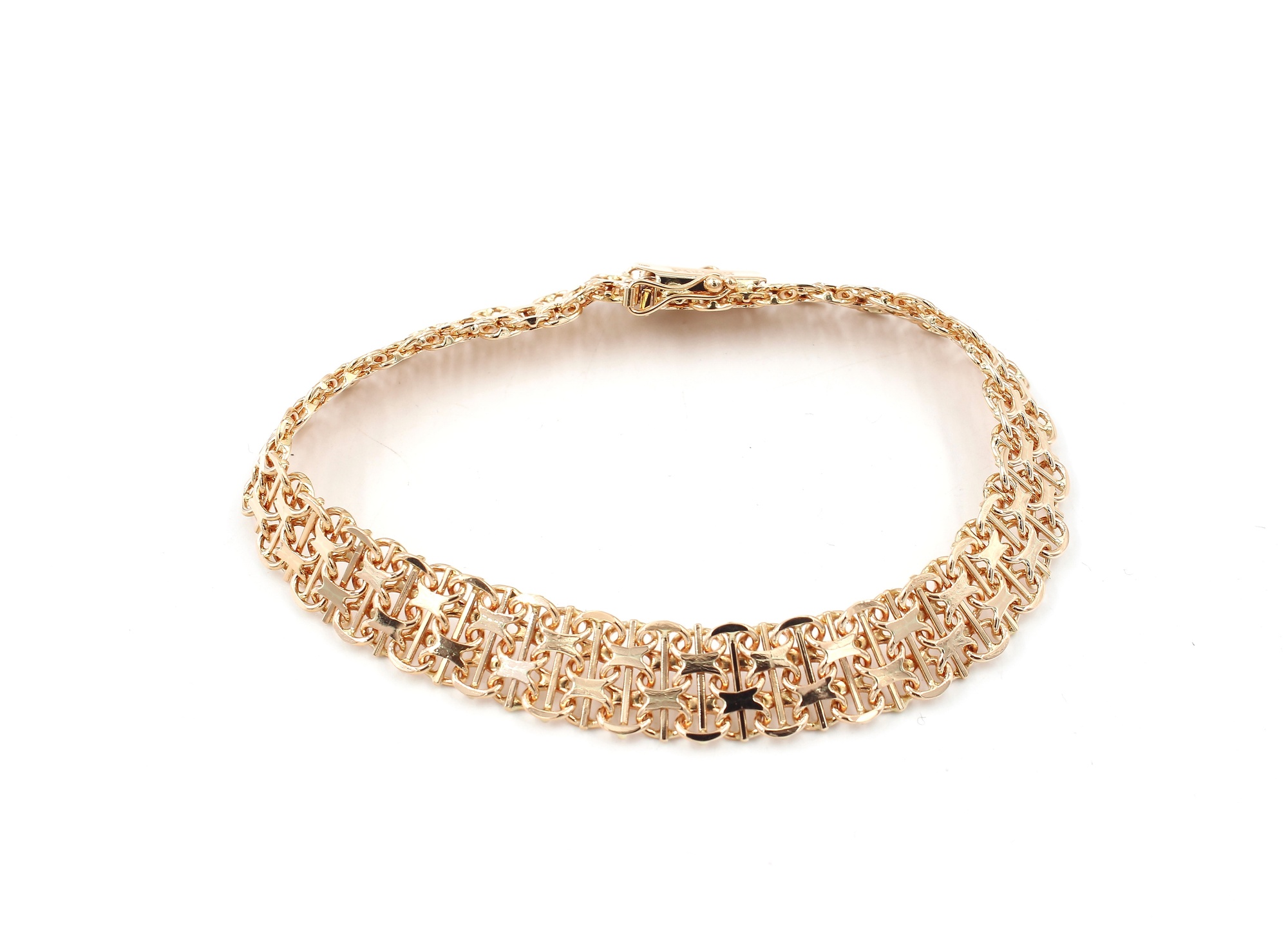 X-länk armband med stavar i 18k guld . vikt: 23,62g