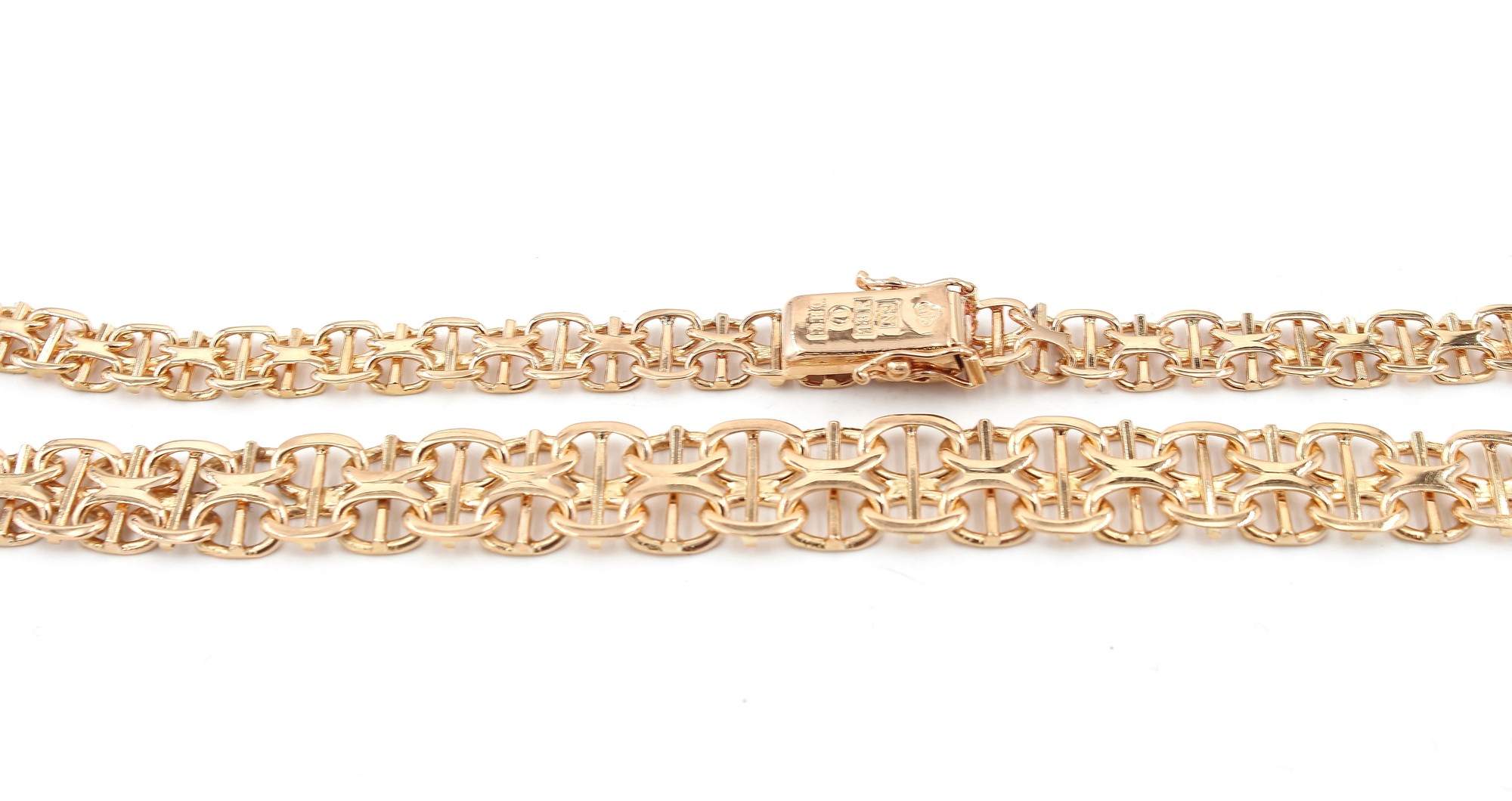 X-länk Halsband med stavar i 18k guld . vikt: 28,22 g