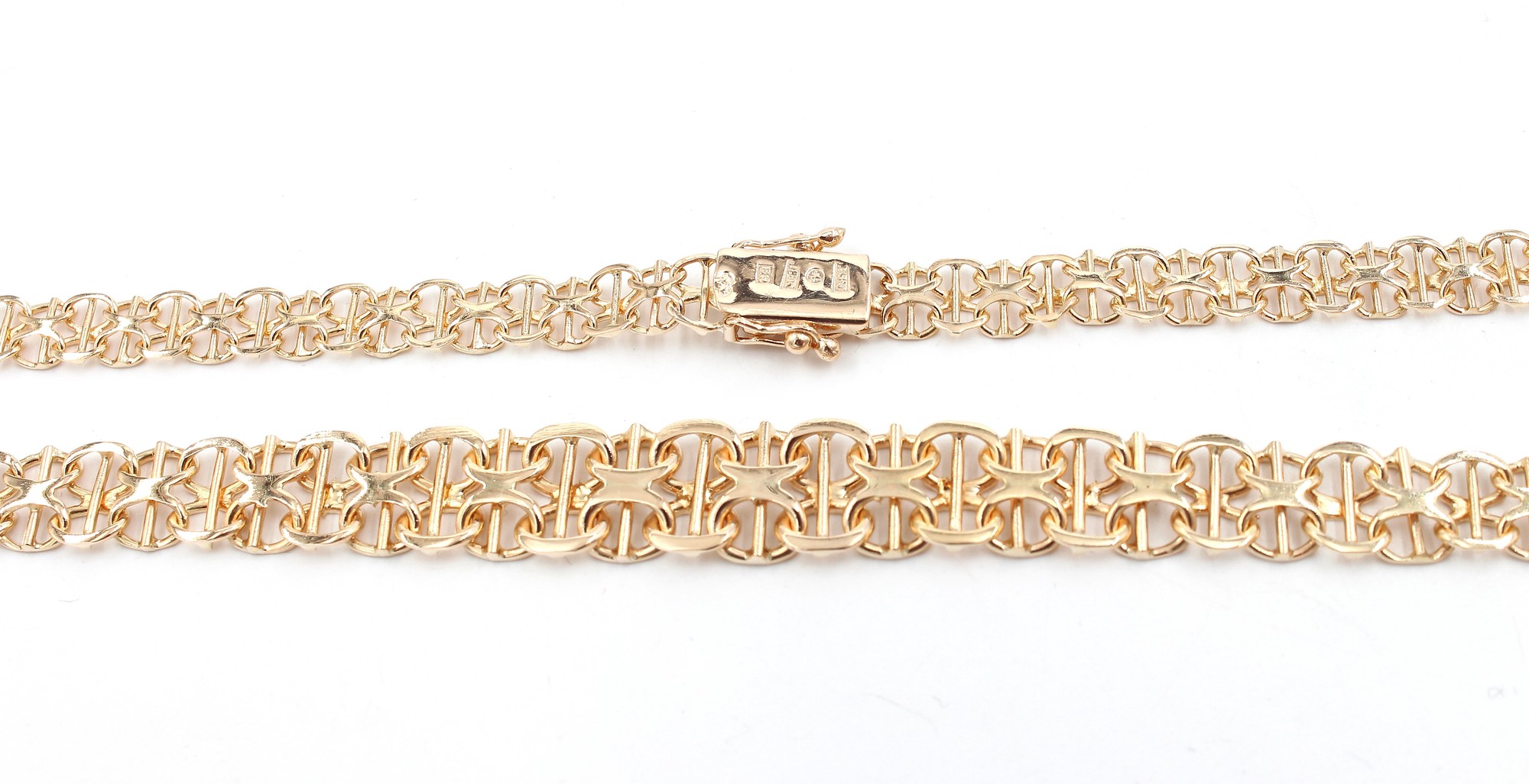 X-länk Halsband med stavar i 18k guld . vikt: 23,62g