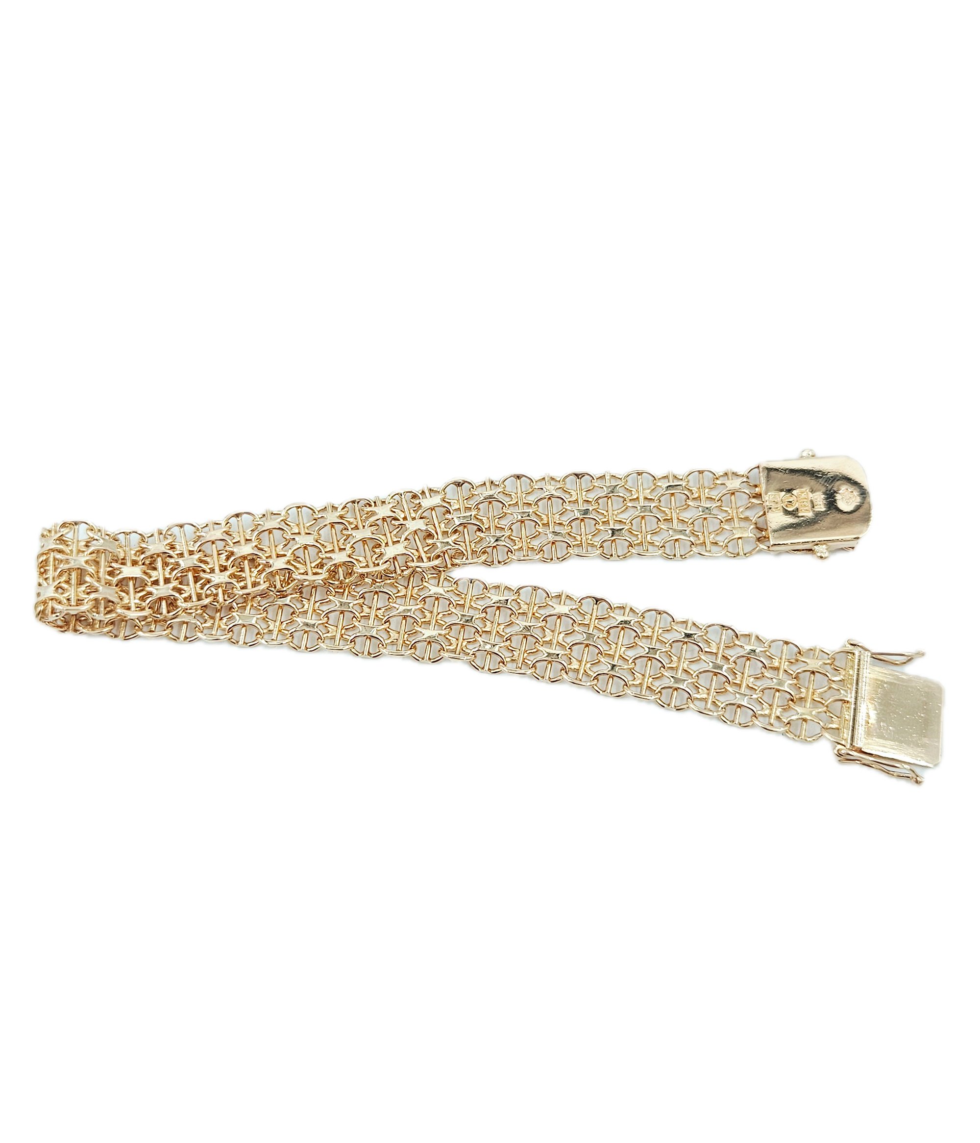 X-länk armband med stavar i 18k guld. vikt:17 g