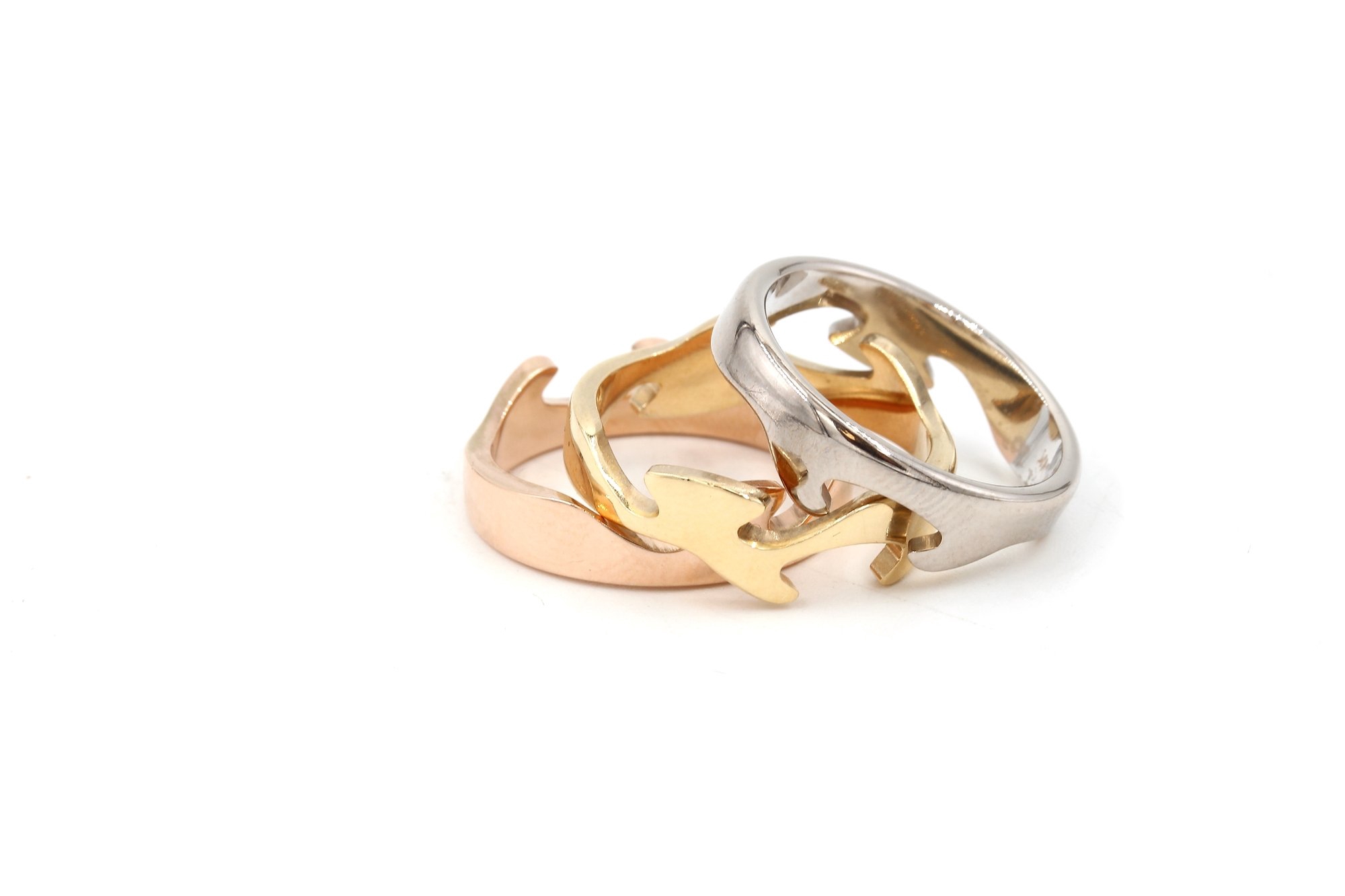Georg Jensen fusion ring 3 delad i 18k guld,rose och vitguld. vikt:18,35g