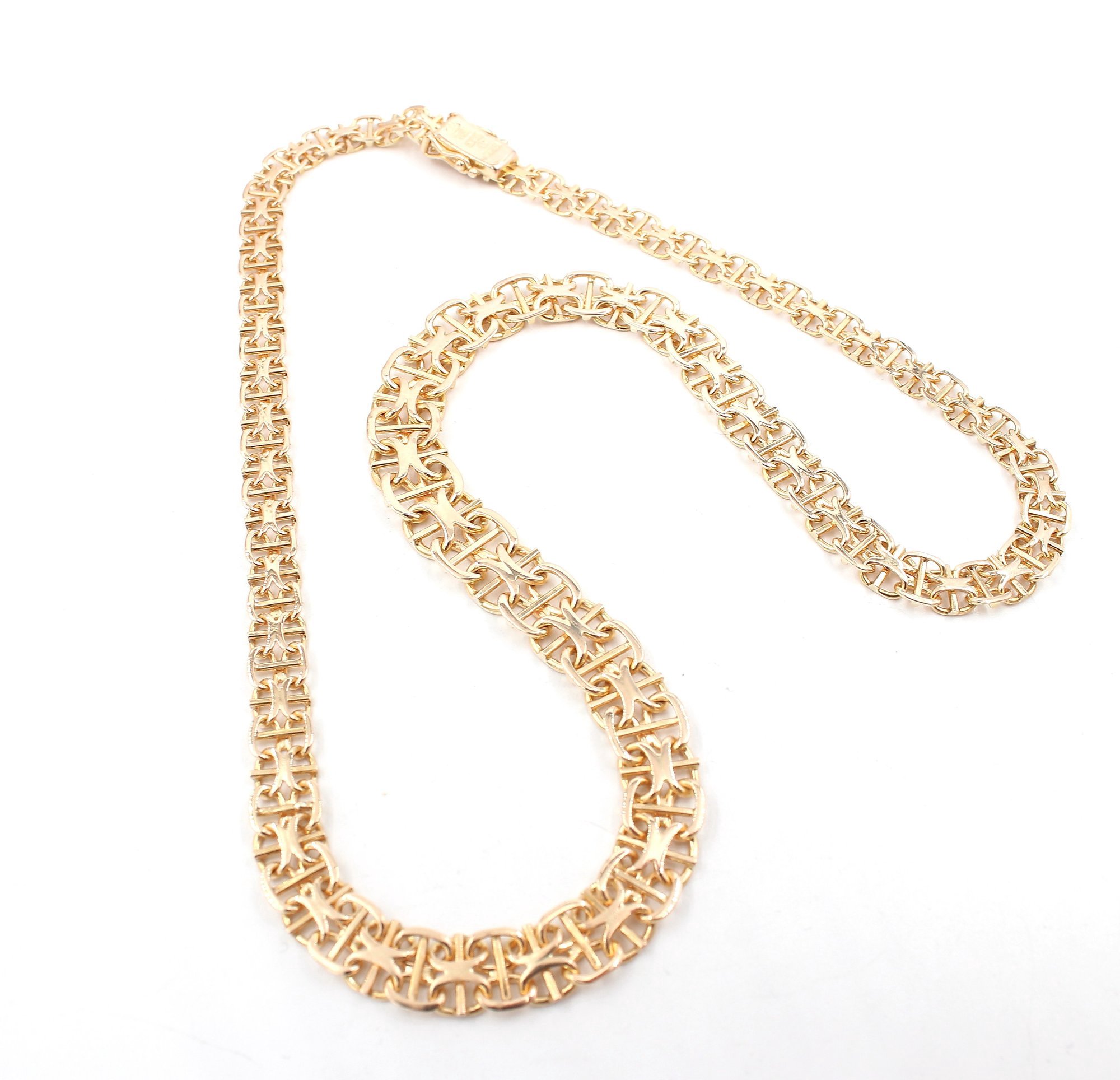 X-länk halsband med stavar i 18k guld. vikt: 25g