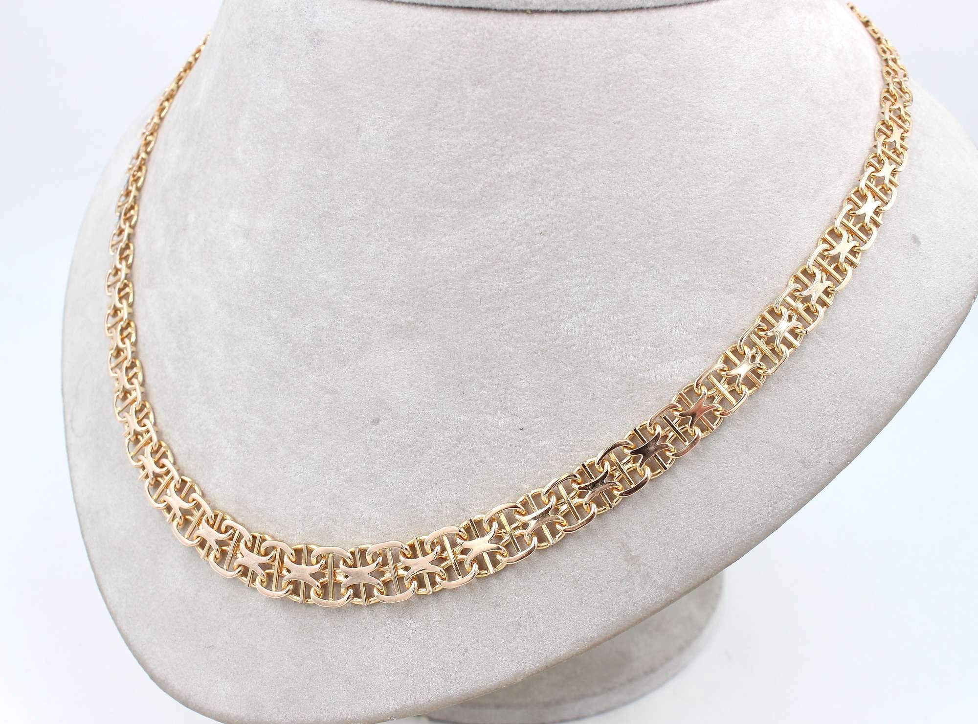 X-länk halsband med stavar i 18k guld. vikt: 25g