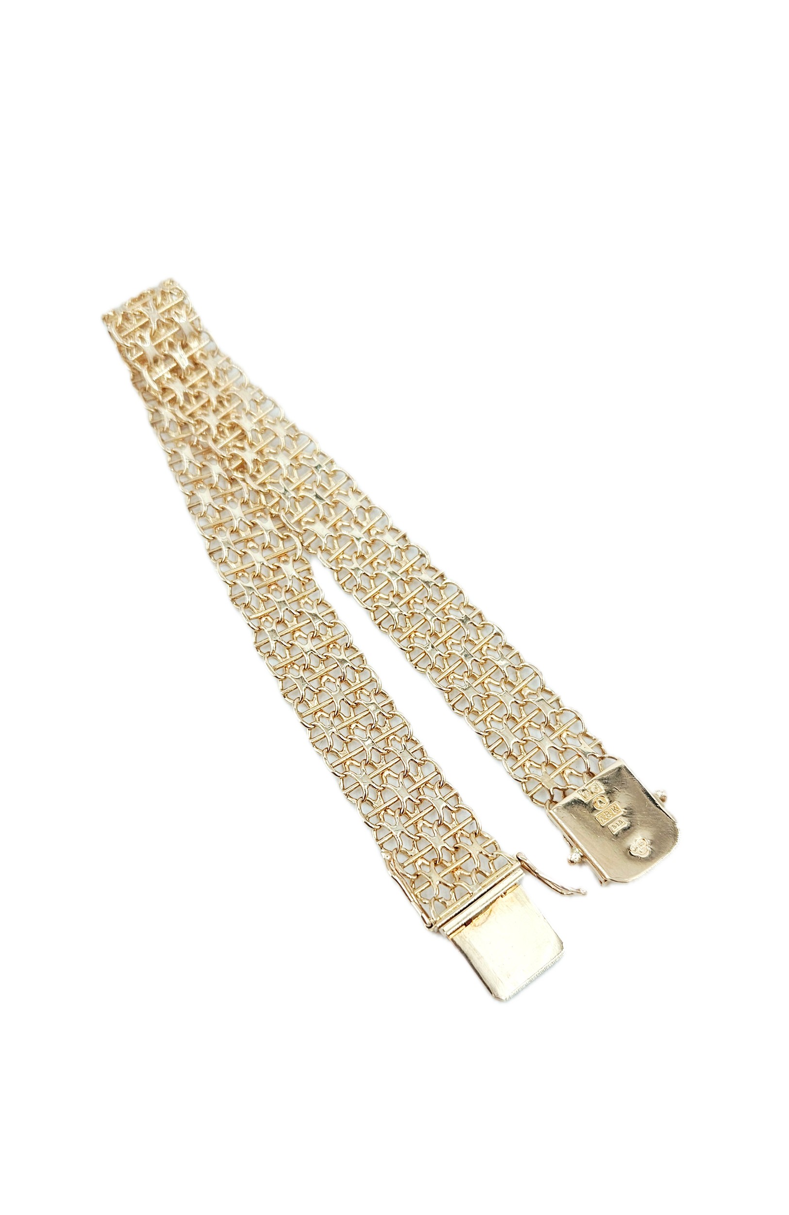 X-länk armband med stavar i 18k guld. vikt:17 g