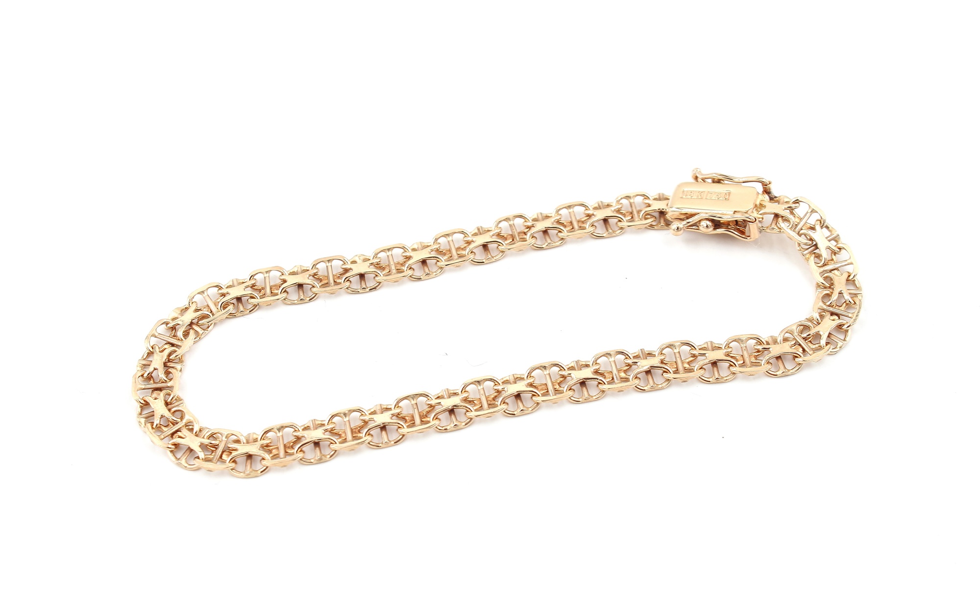 X-länk armband med stavar i 18k guld . vikt: 7,65g