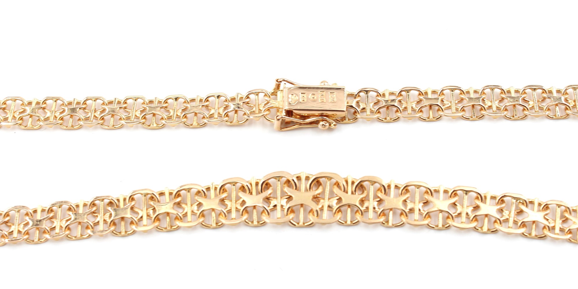 X-länk halsband med stavar i 18k guld. vikt: 24g