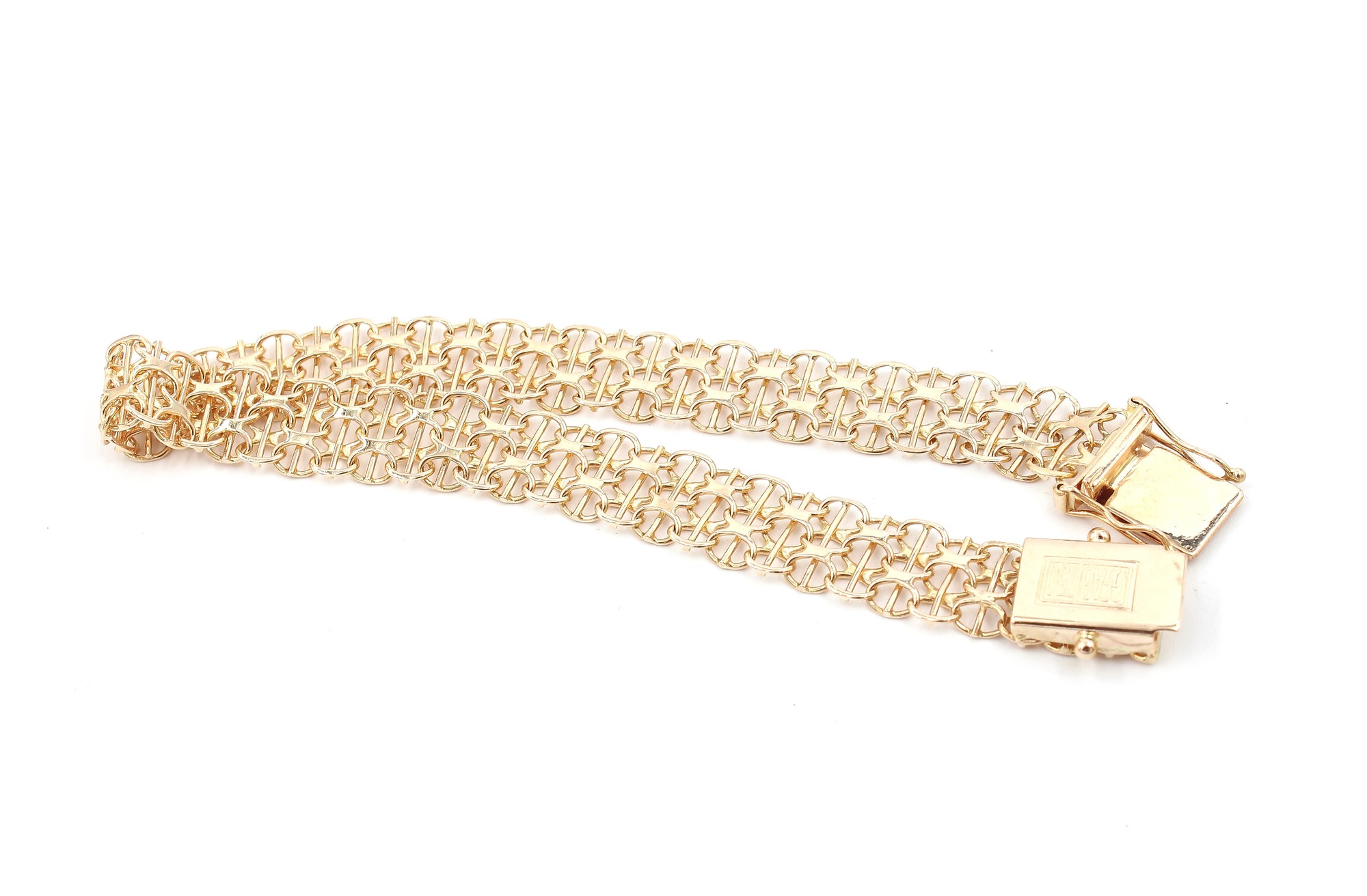 X-länk armband med stavar i 18k guld.
