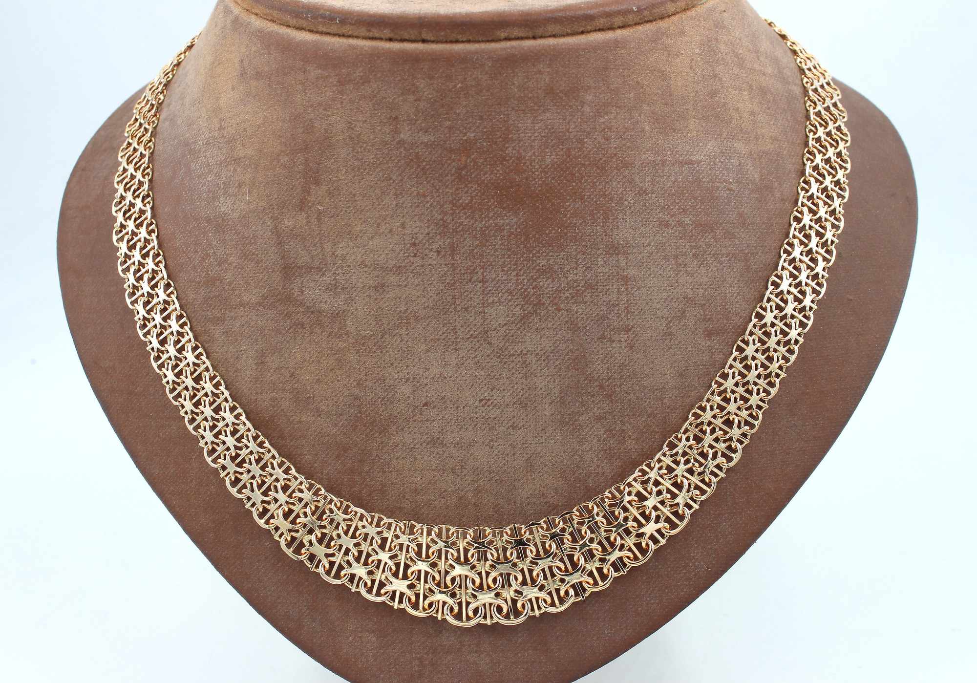 X-länk halsband med stavar i 18k guld 3X. vikt: 35g