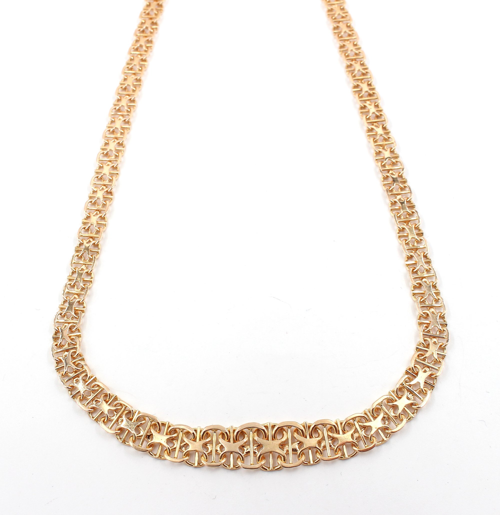X-länk halsband med stavar i 18k guld. vikt: 24g