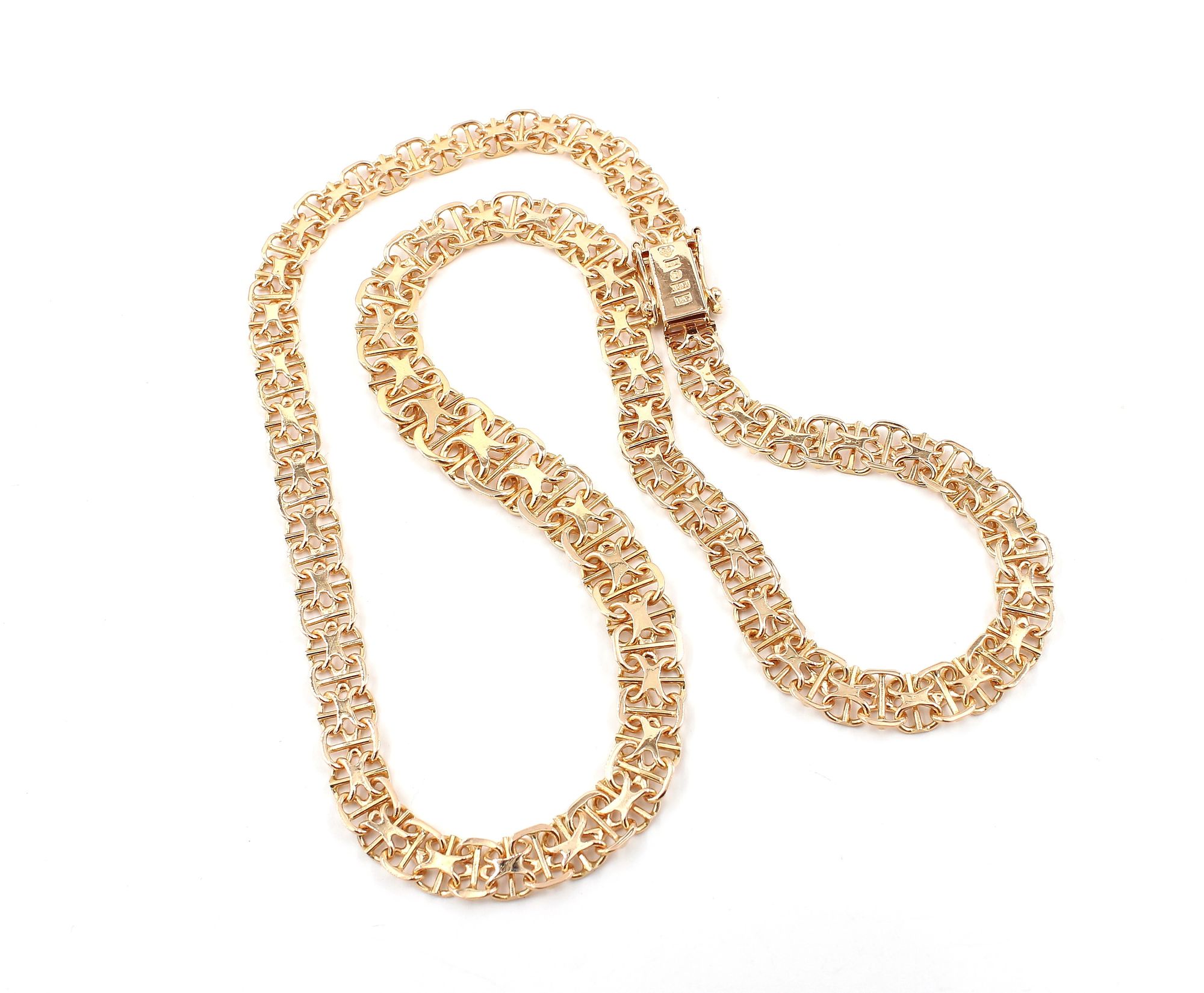 X-länk halsband med stavar i 18k guld. vikt: 24g