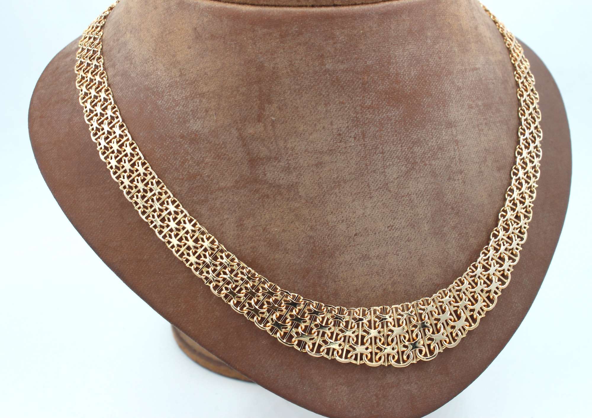 X-länk halsband med stavar i 18k guld 3X. vikt: 35g