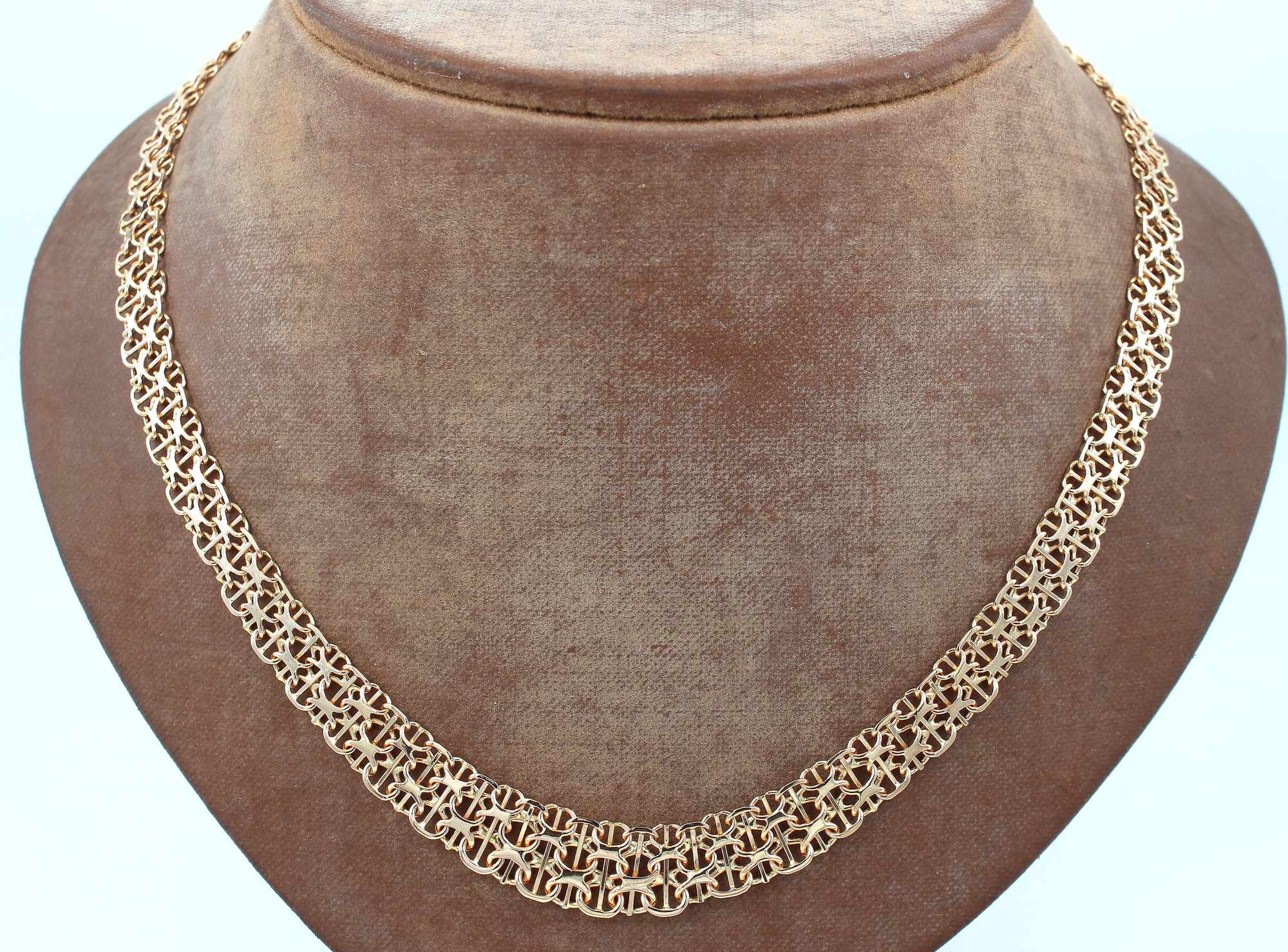 X-länk halsband med stavar i 18k guld 2x. vikt: 26g