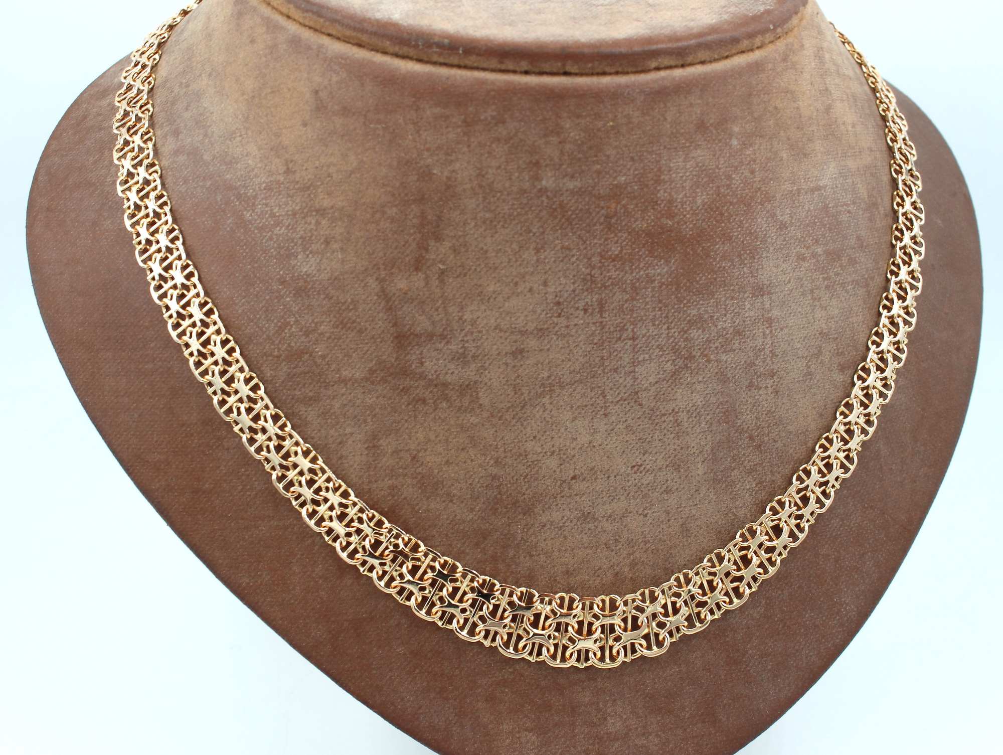 X-länk halsband med stavar i 18k guld 2x. vikt: 26g