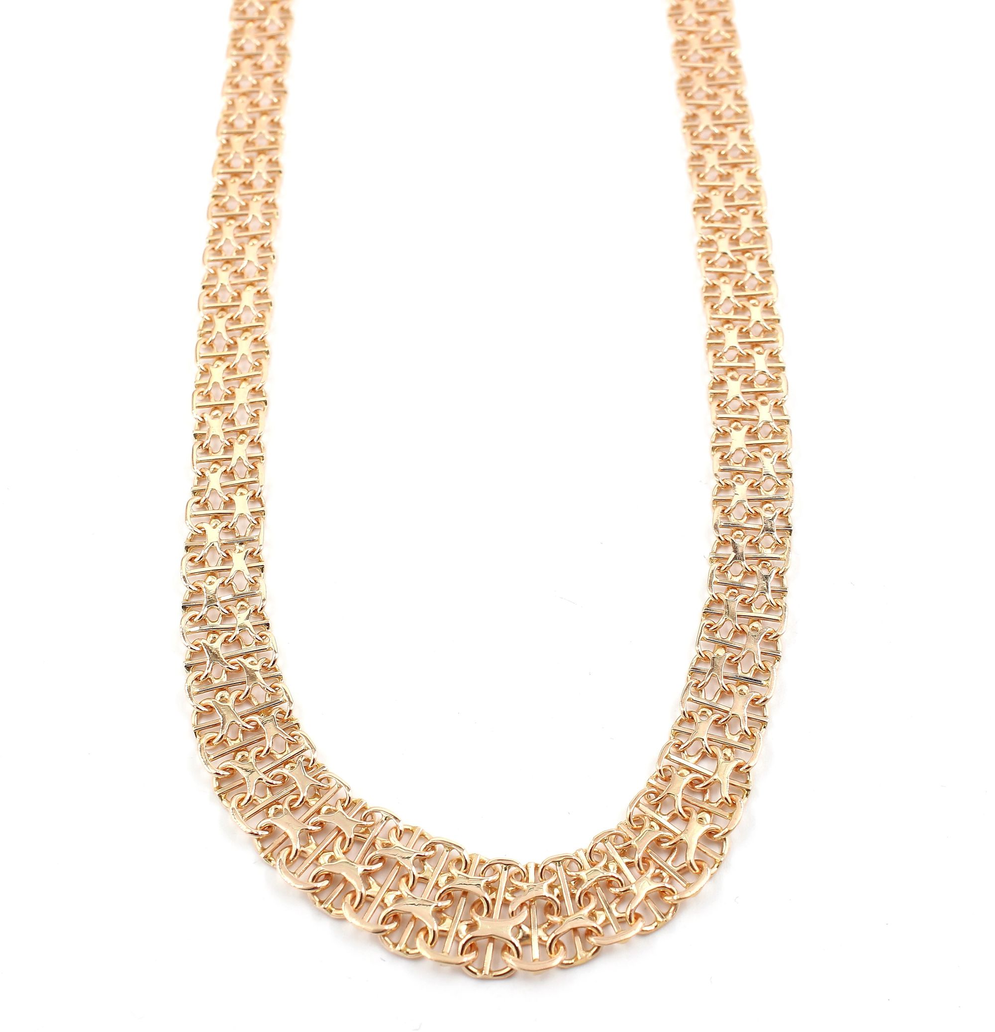 X-länk halsband med stavar i 18k guld 2x. vikt: 26g