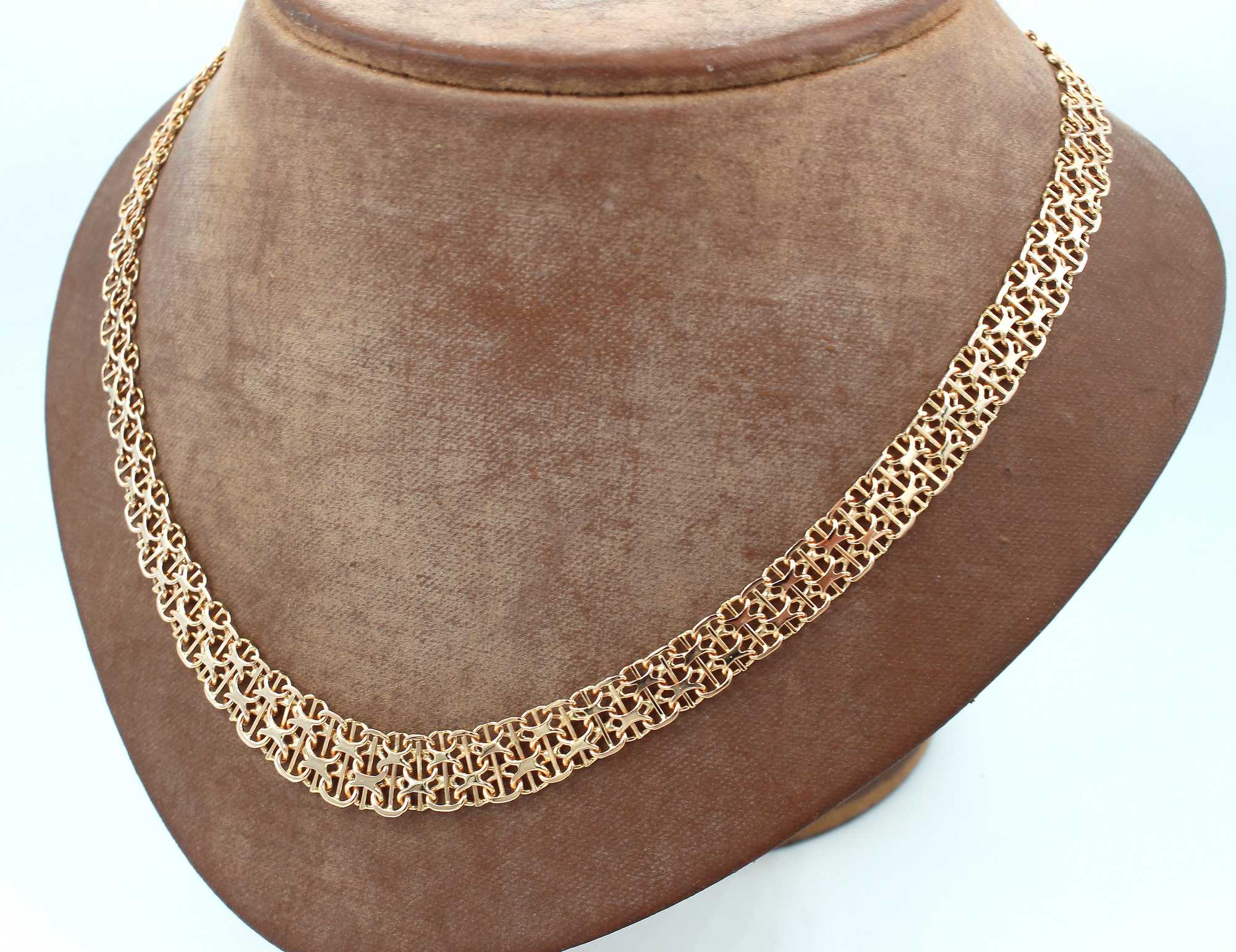 X-länk halsband med stavar i 18k guld 2x. vikt: 26g