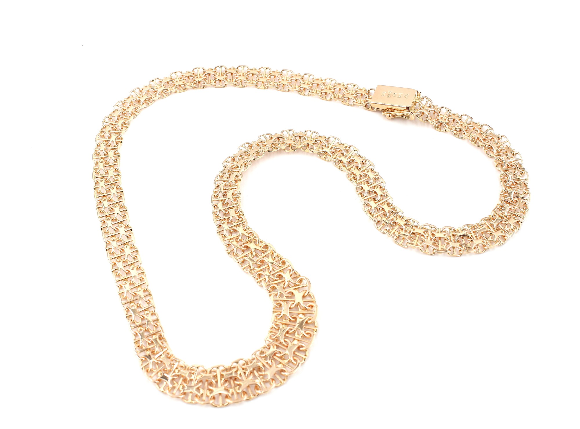 X-länk halsband med stavar i 18k guld 2x. vikt: 26g
