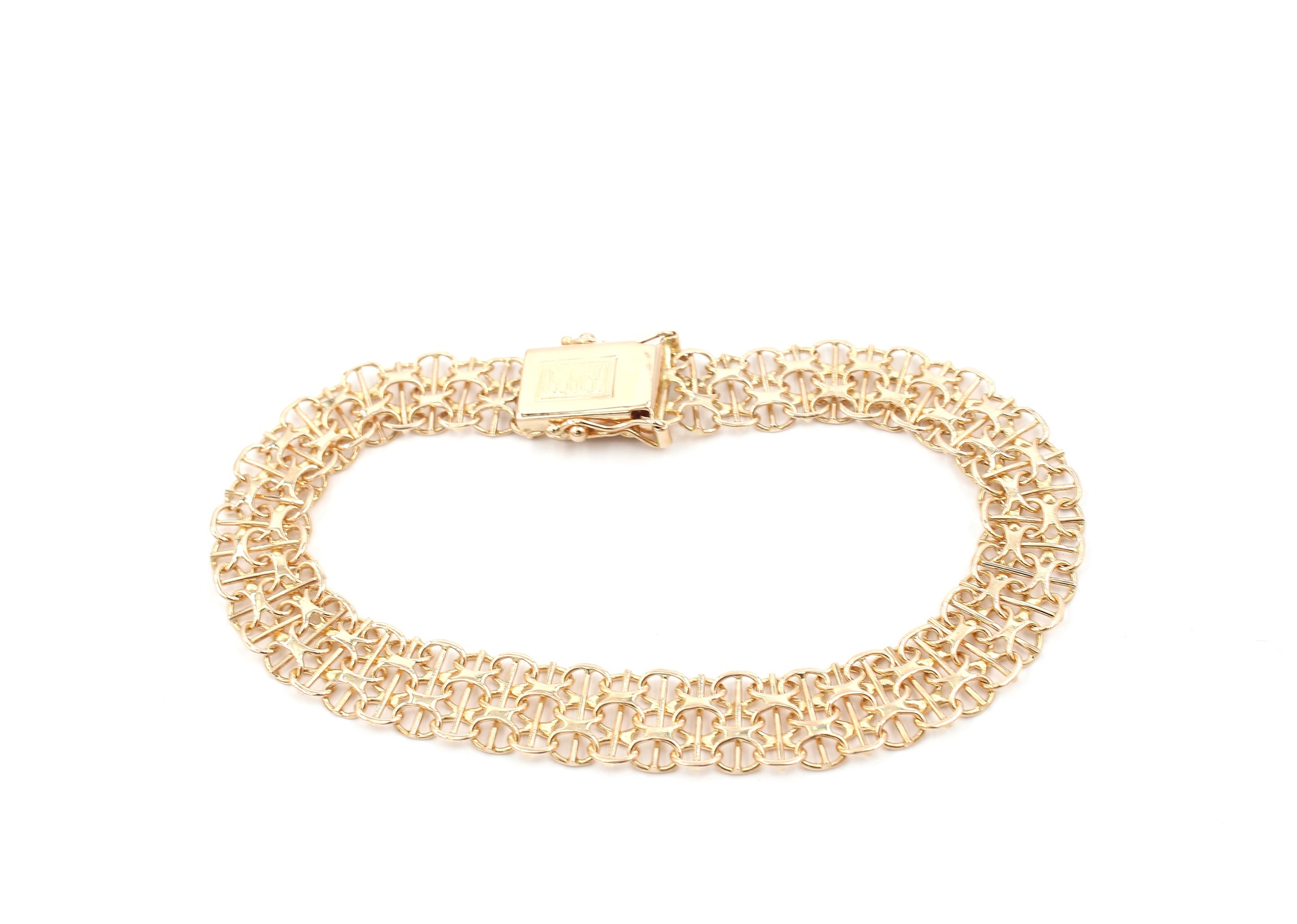 X-länk armband med stavar i 18k guld.