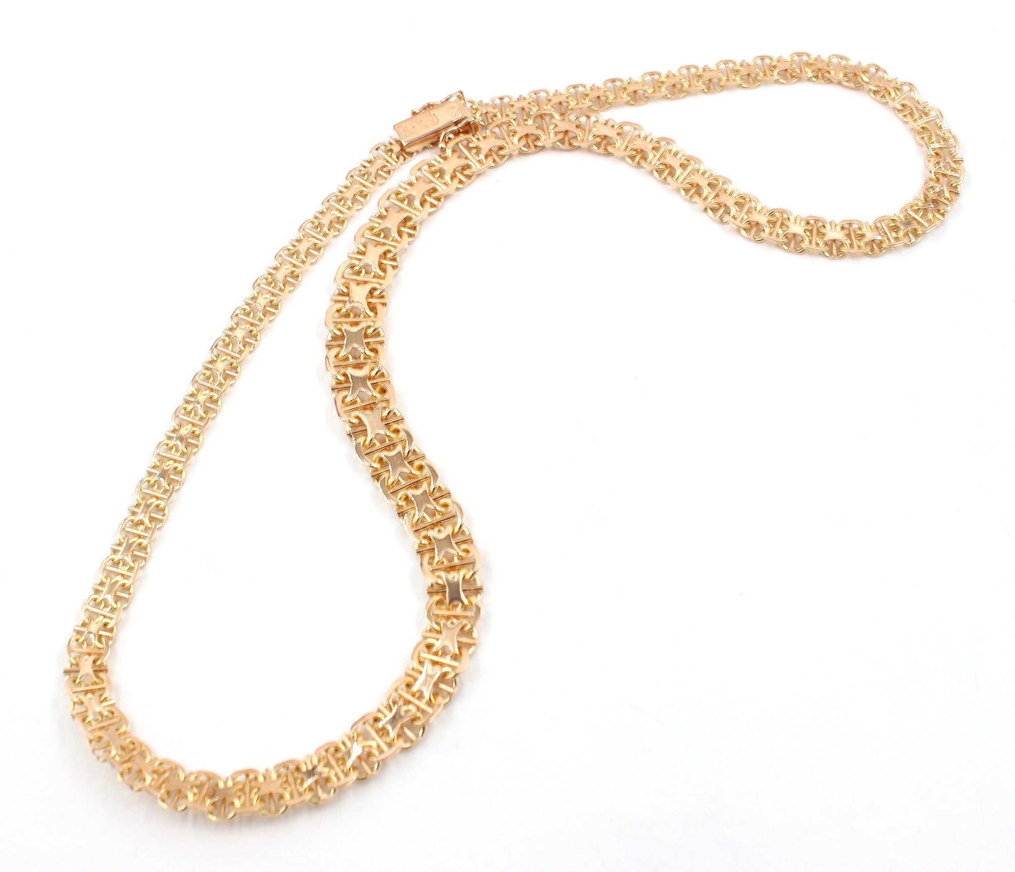 X-länk halsband med stavar i 18k guld. vikt: 25,3g