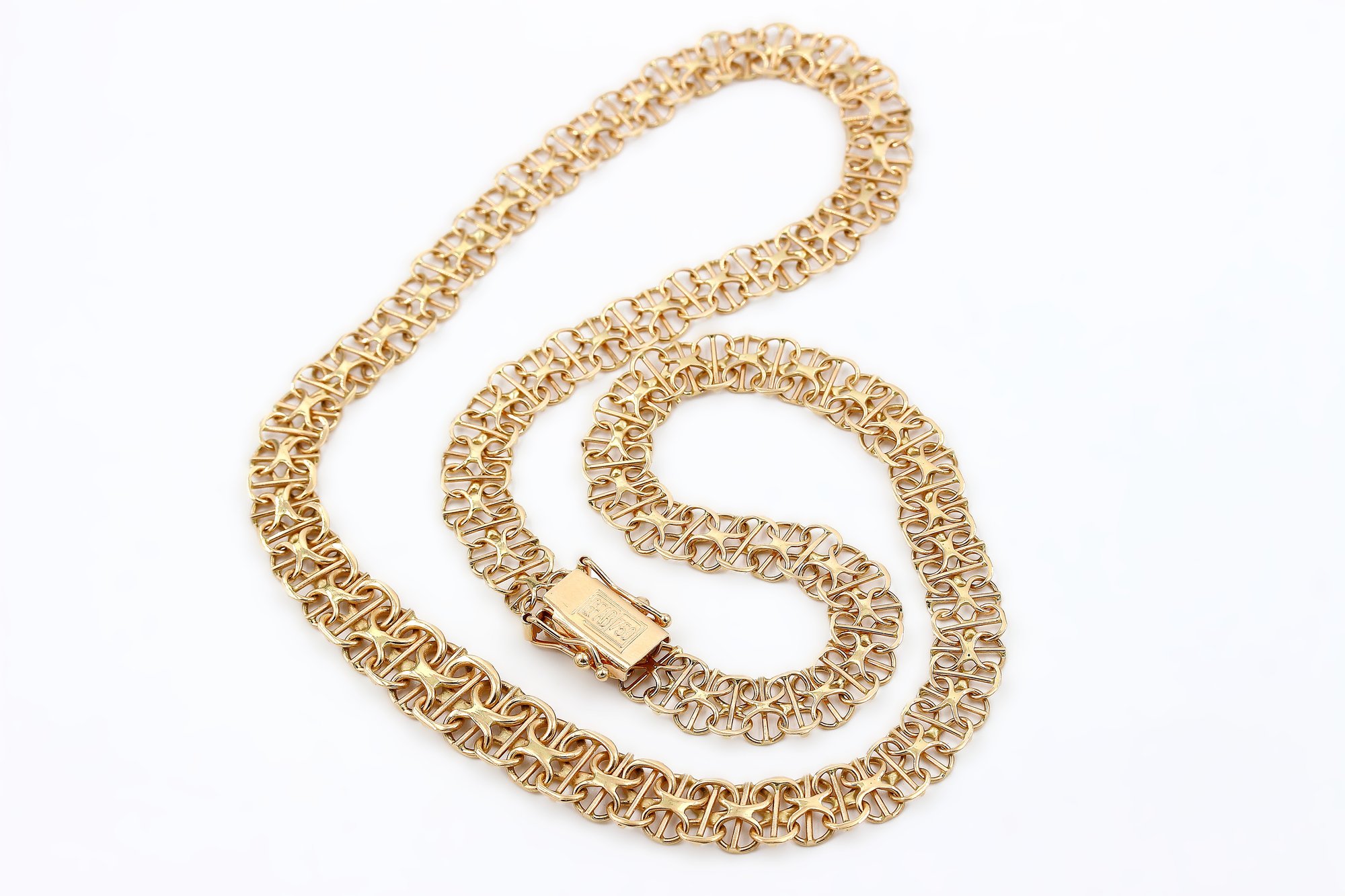 X-länk halsband med stavar i 18k guld-doserad.Vikt 15.6g