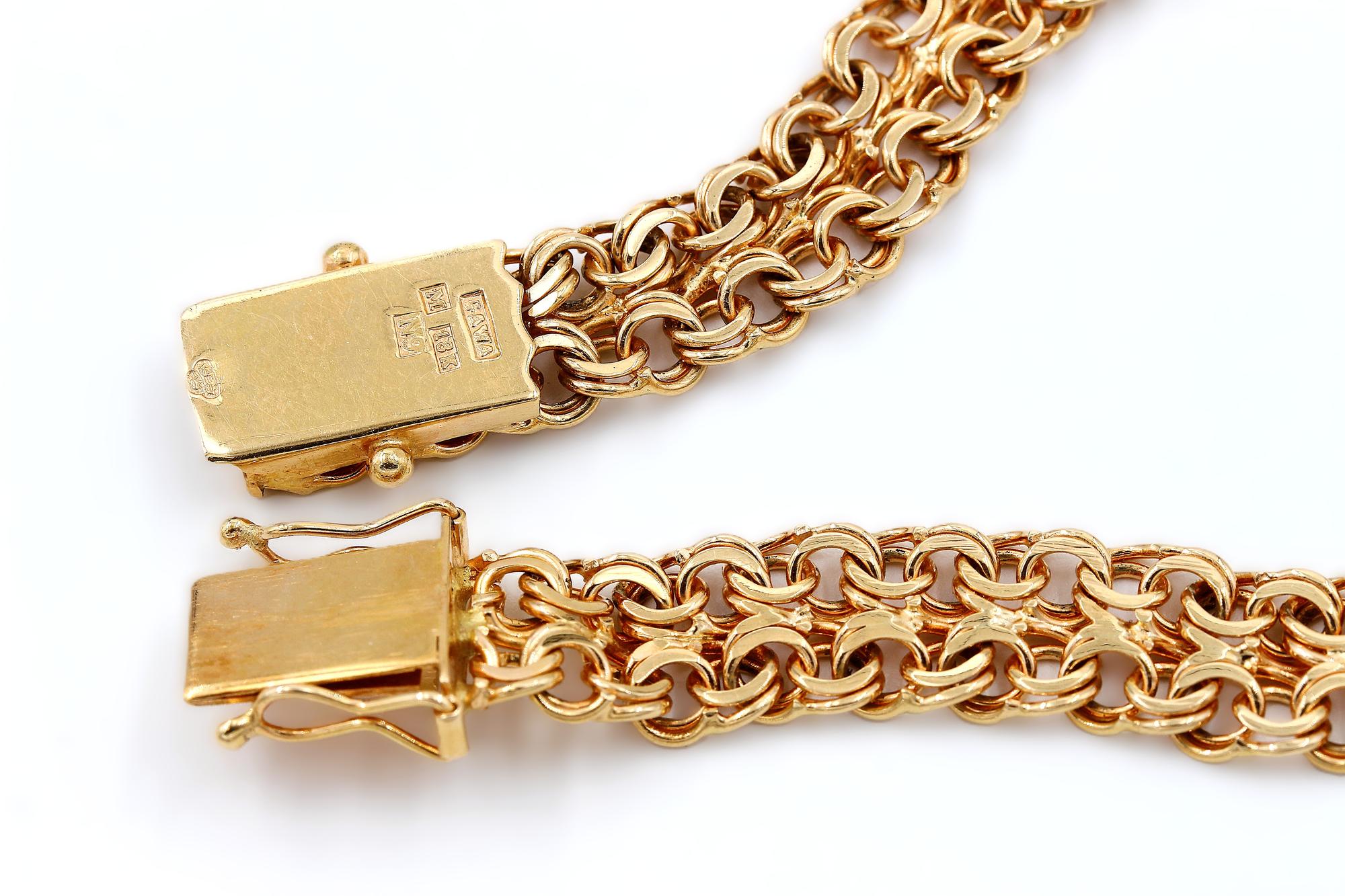 Armband dubble bismarck i 18k guld.Vikt 19.2g