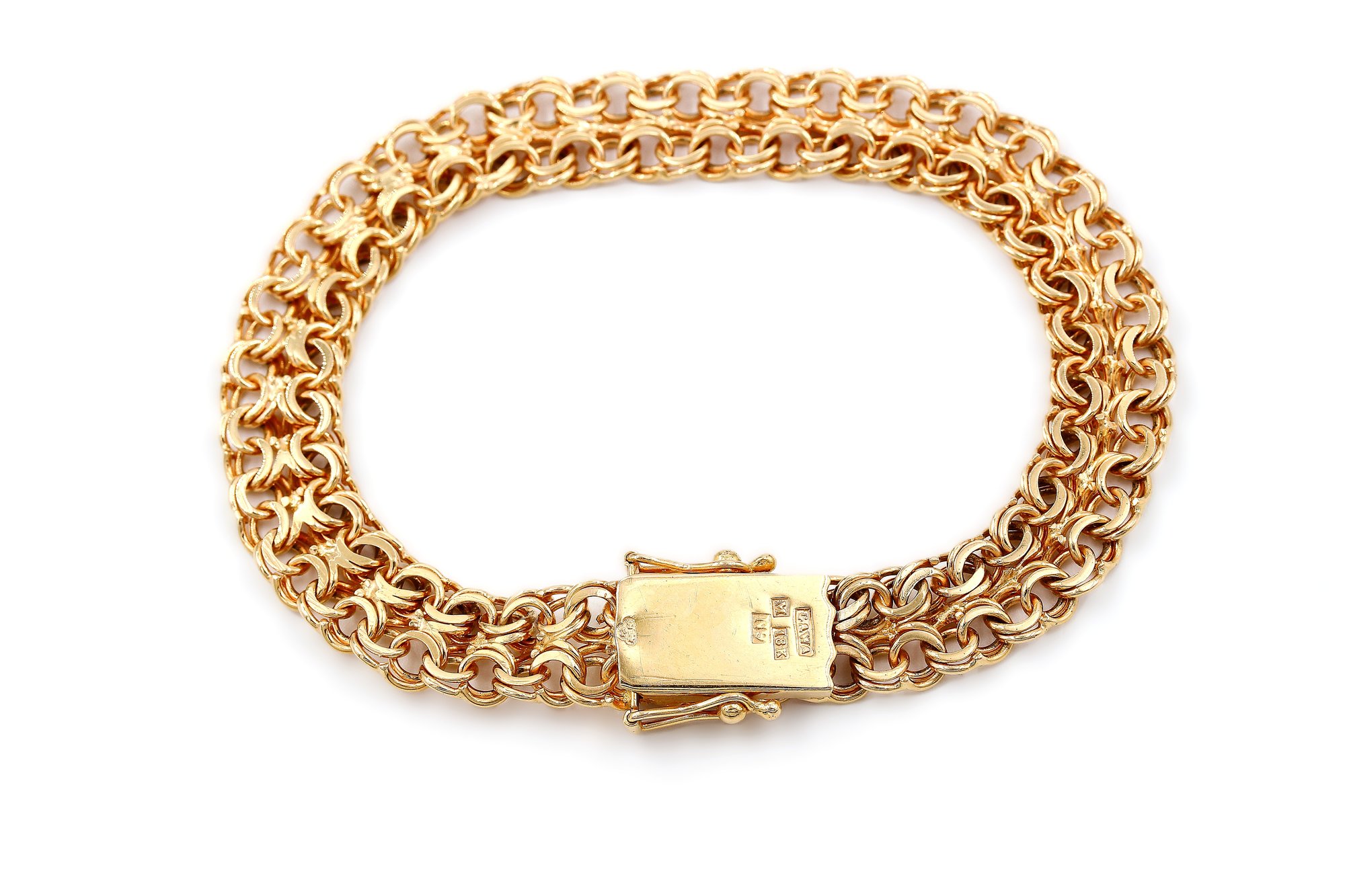Armband dubble bismarck i 18k guld.Vikt 19.2g