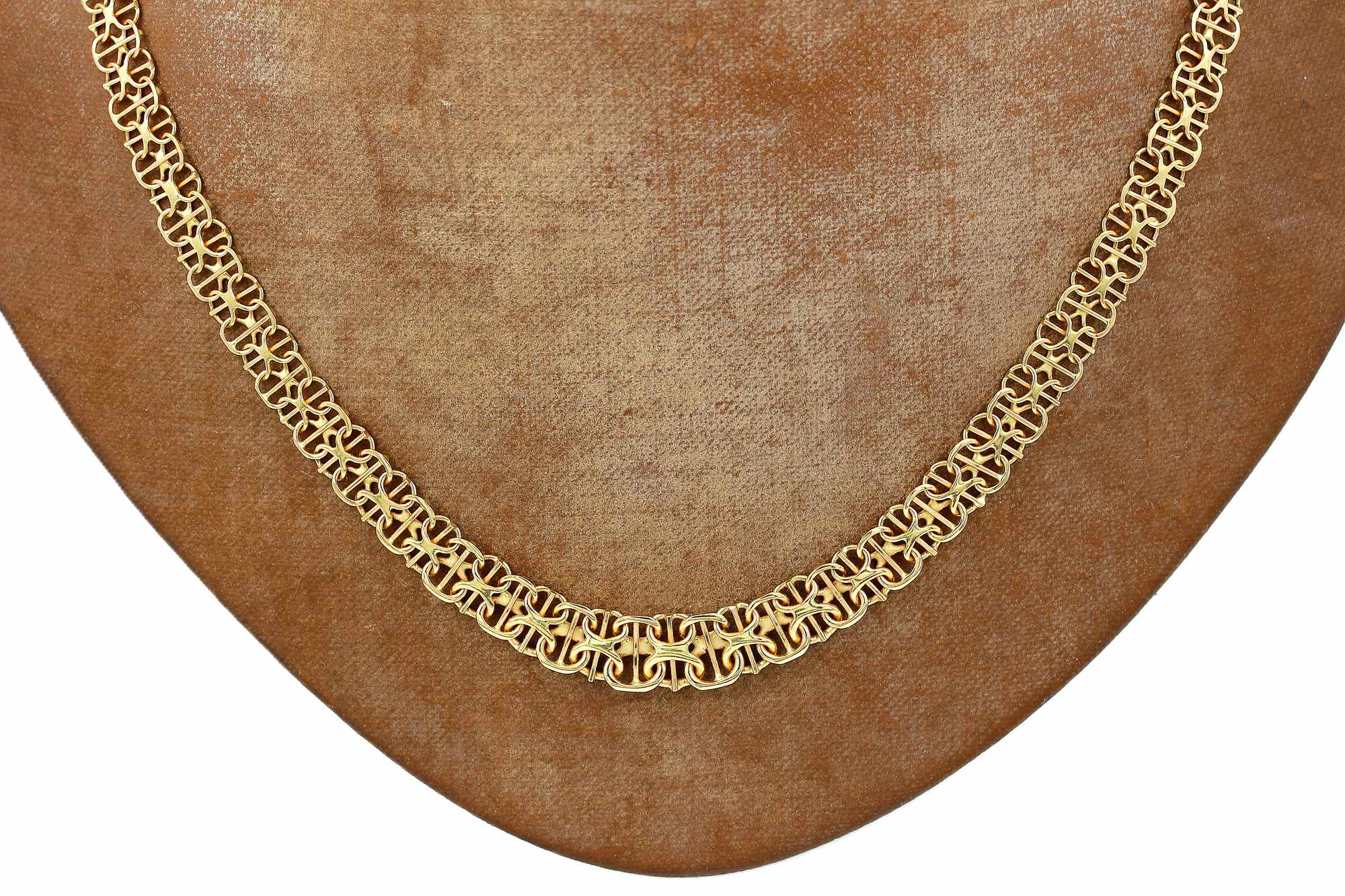 X-länk halsband med stavar i 18k guld-doserad.Vikt 15.6g