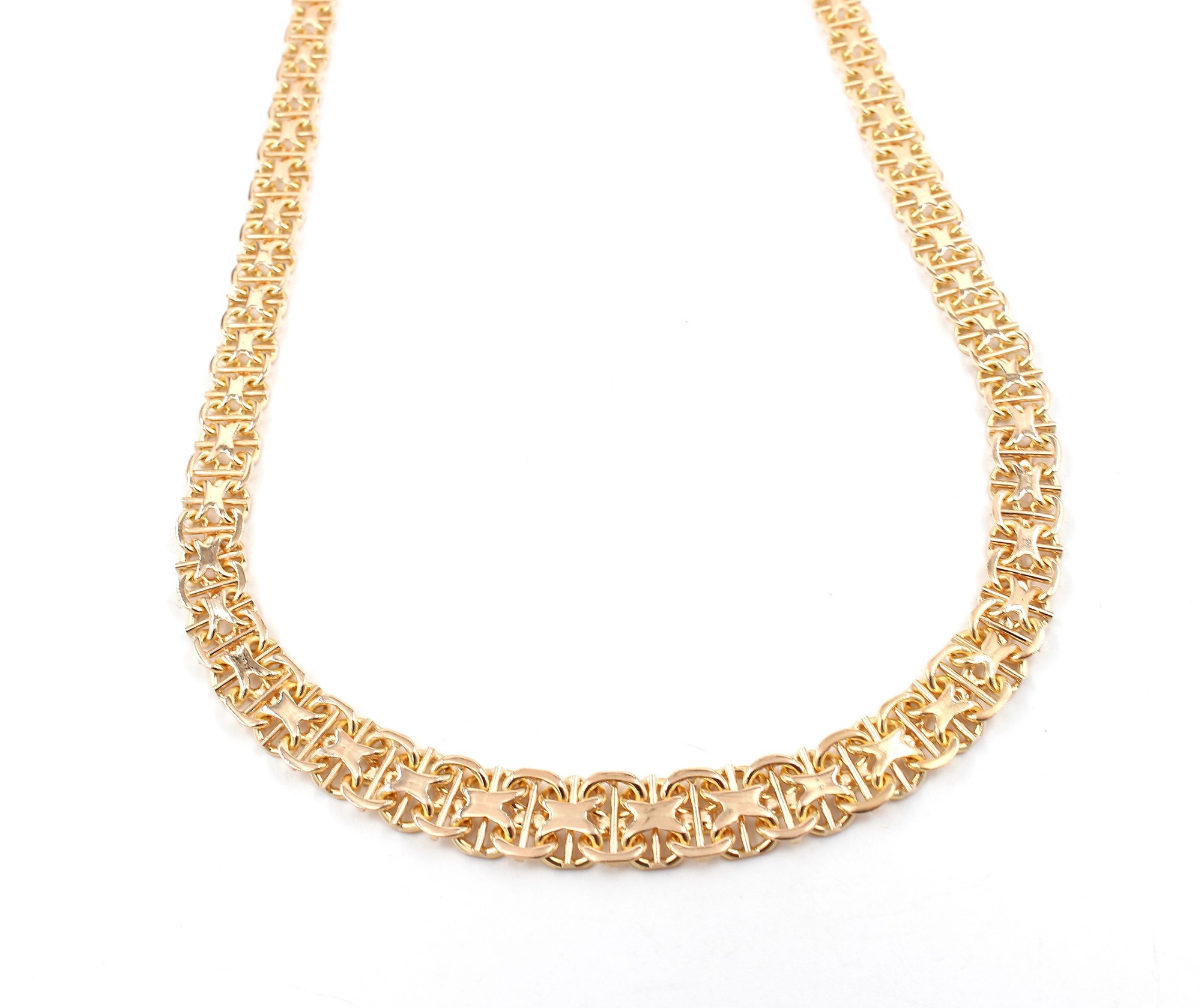 X-länk halsband med stavar i 18k guld. vikt: 25,3g