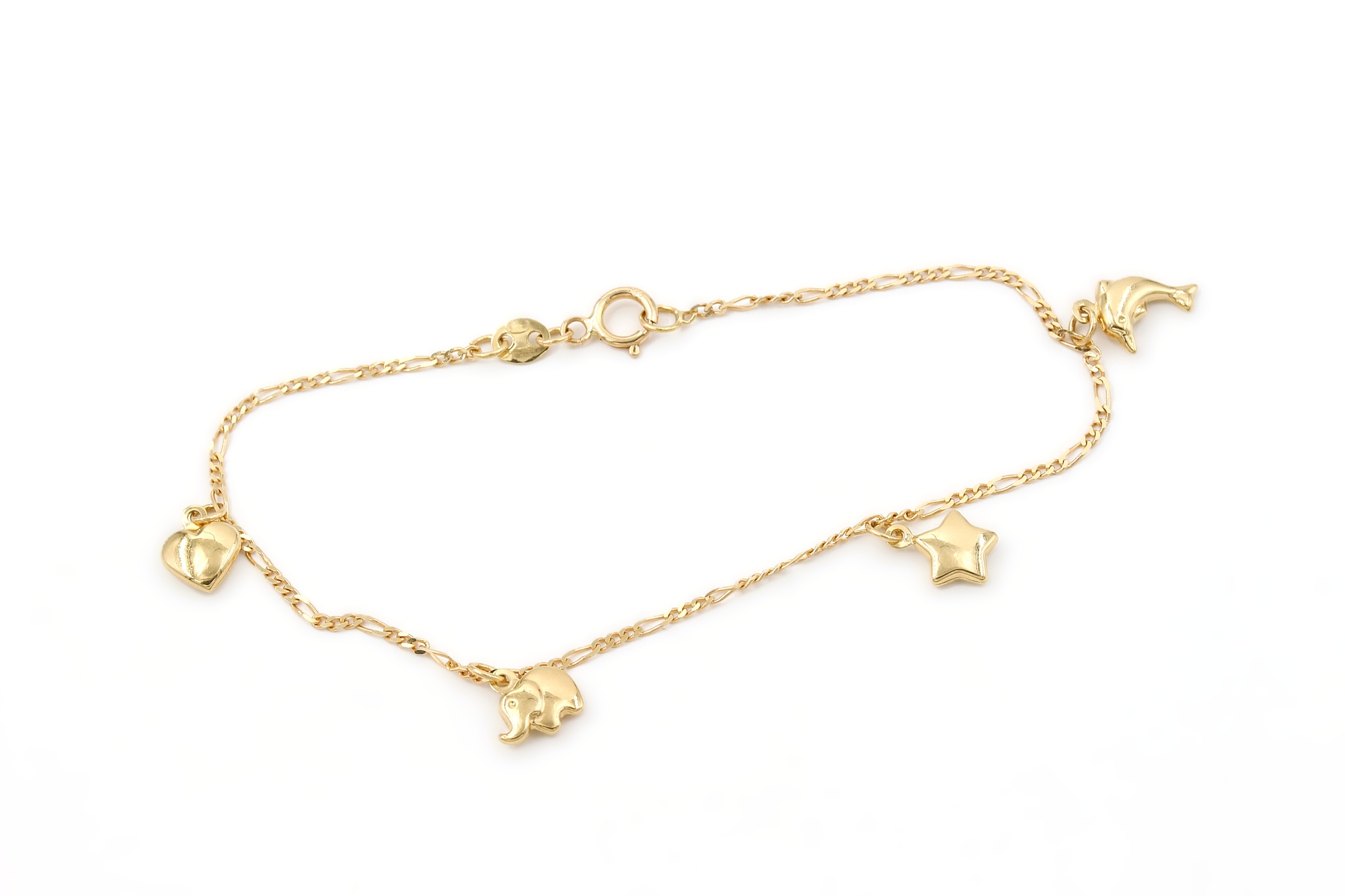 Armband figaro i 18k guld med berlocker.Vikt 1.17g
