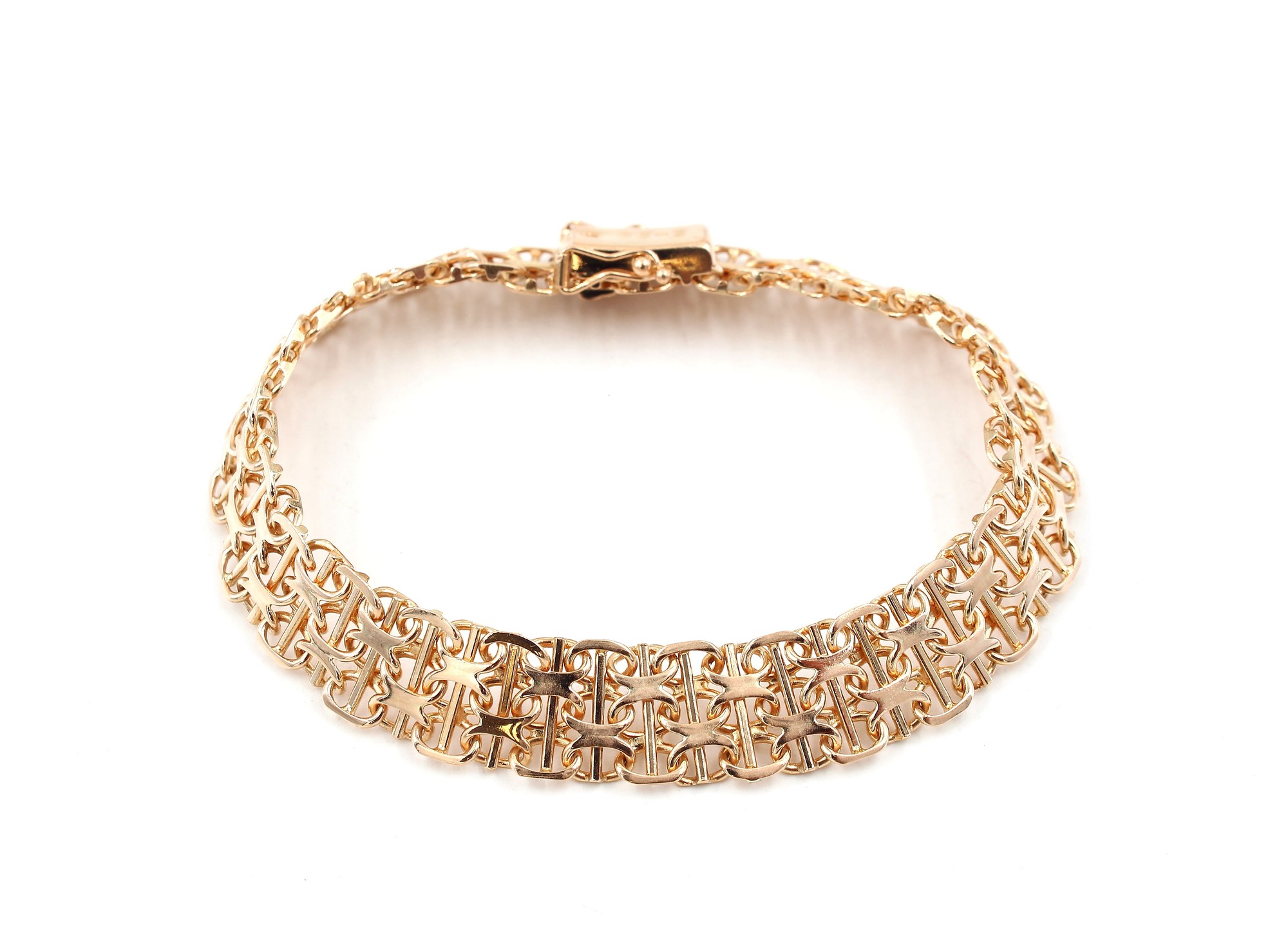 X-länk armband med stavar i 18k guld 2X. vikt: 18,3g