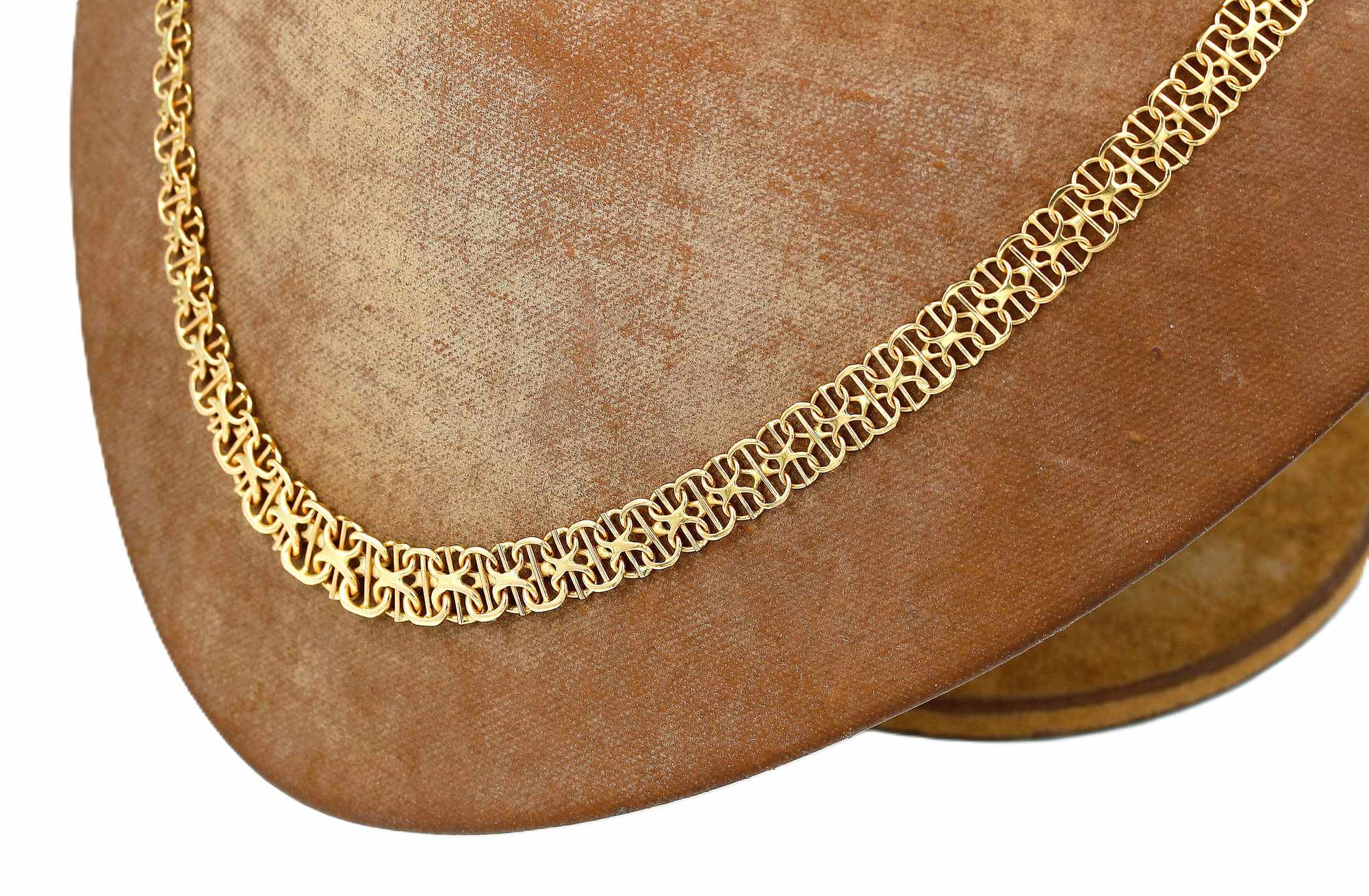 X-länk halsband med stavar i 18k guld-doserad.Vikt 15.6g