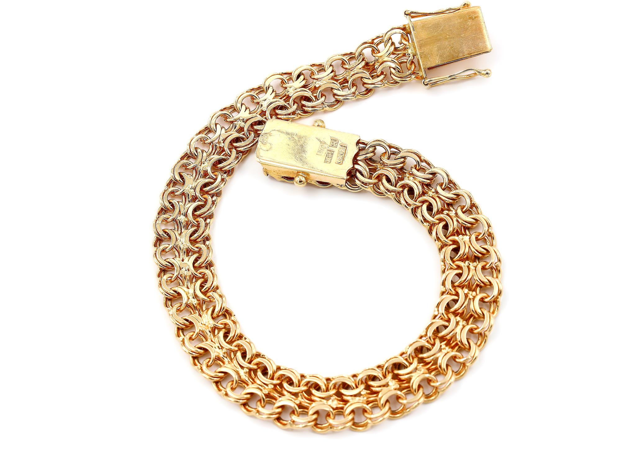 Armband dubble bismarck i 18k guld.Vikt 19.2g