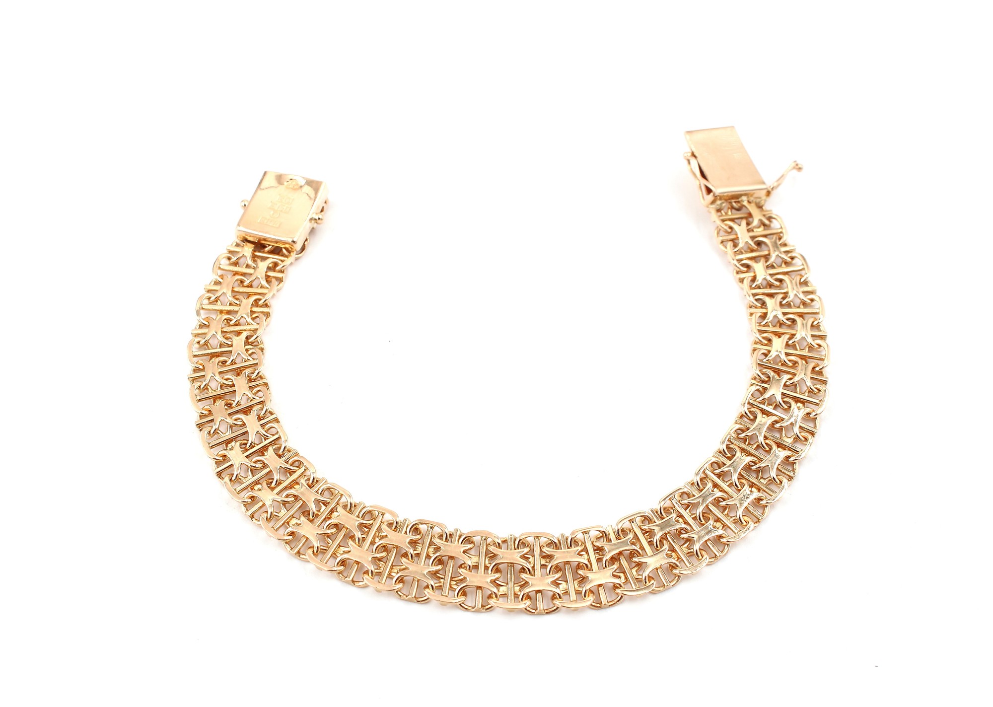 X-länk armband med stavar i 18k guld 2X. vikt: 18,3g